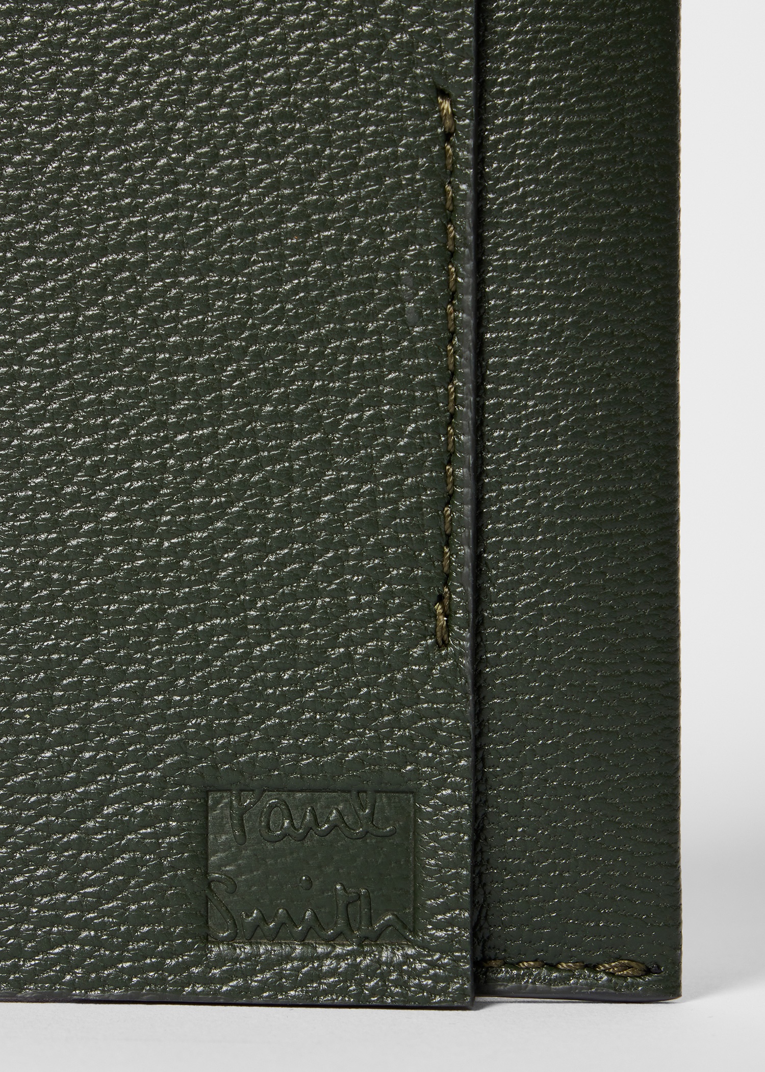 Dark Green Grained Leather Card Holder - 3