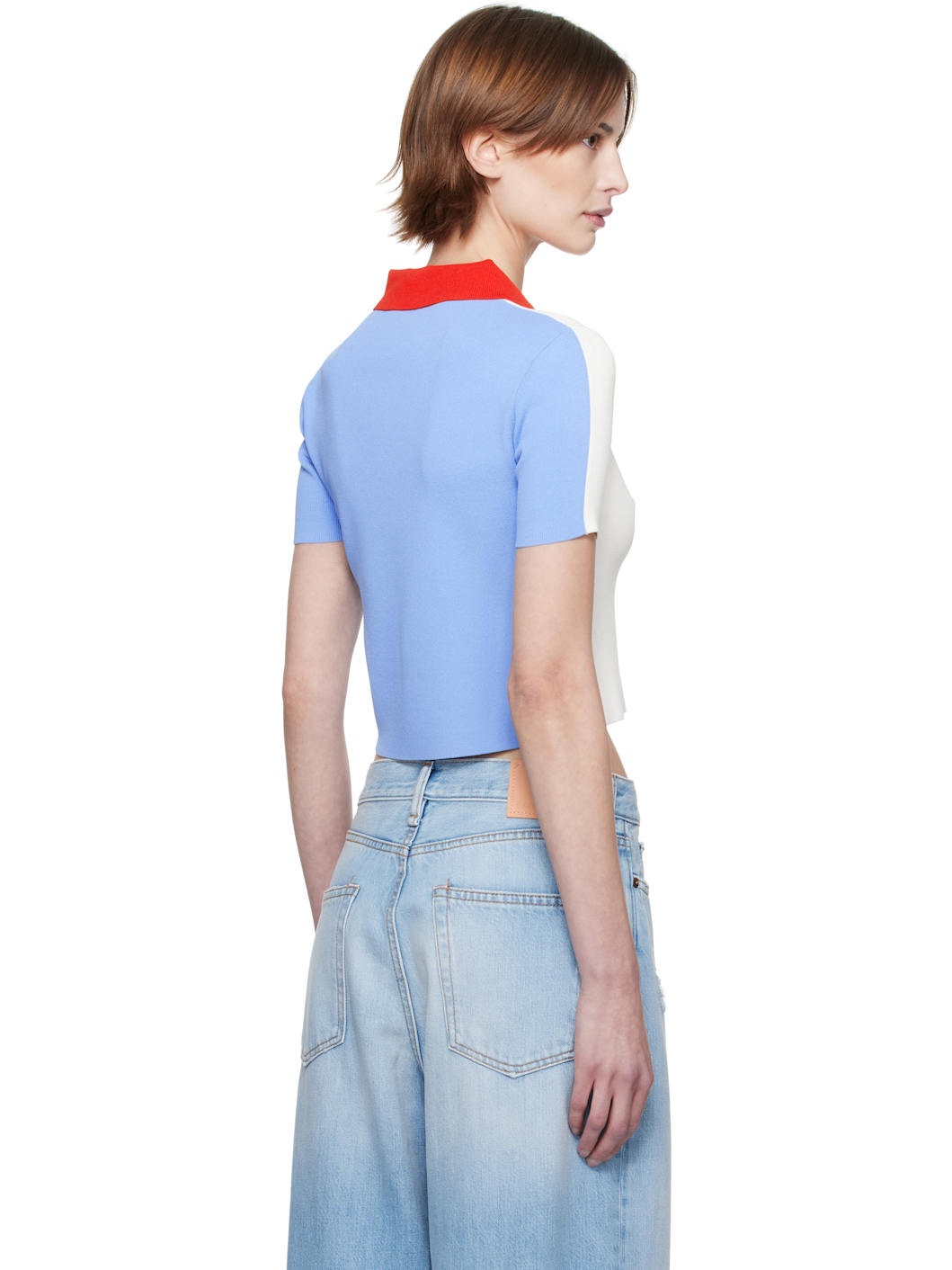 White & Blue Technical Viscose Polo - 3