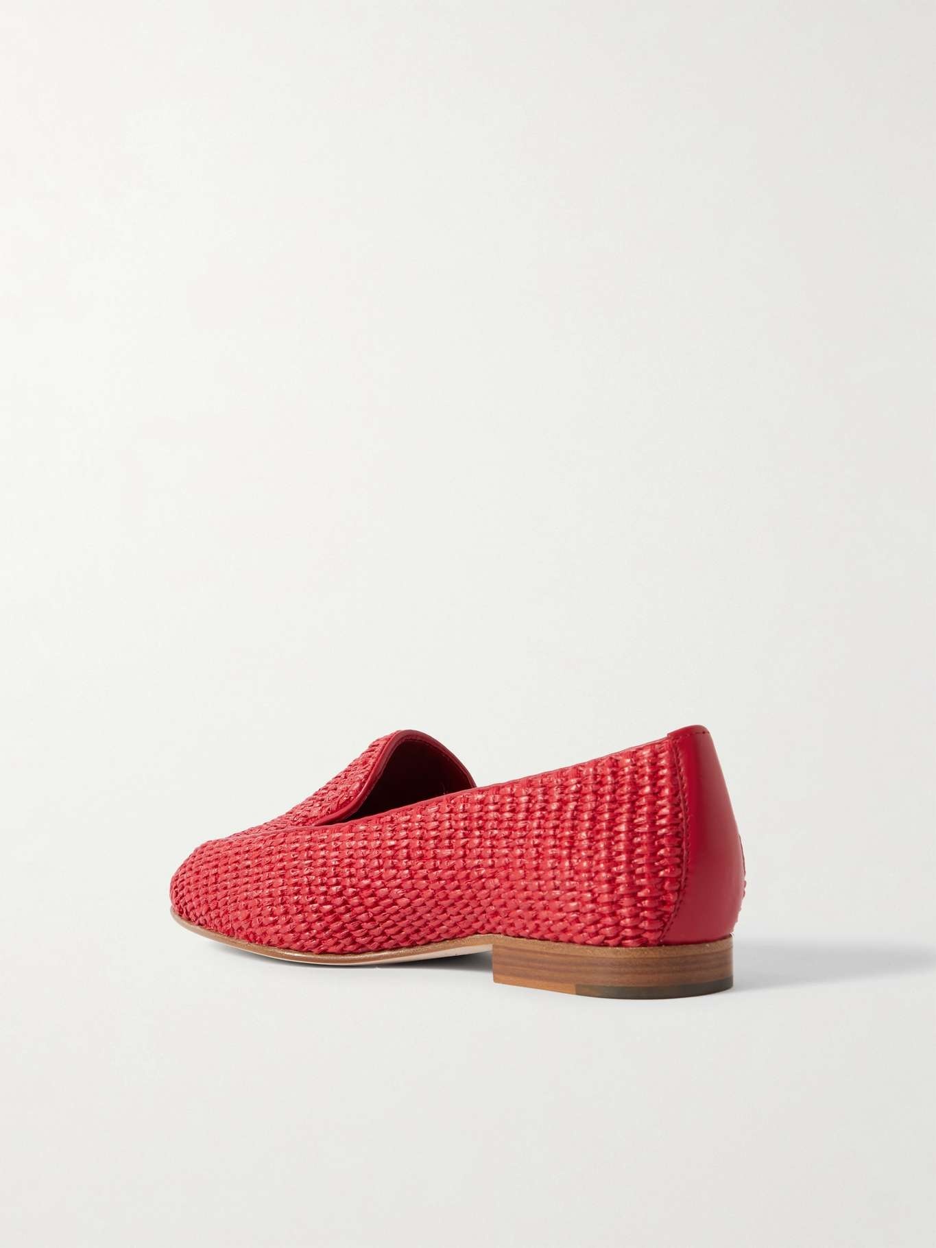 Pitakara leather-trimmed raffia loafers - 3