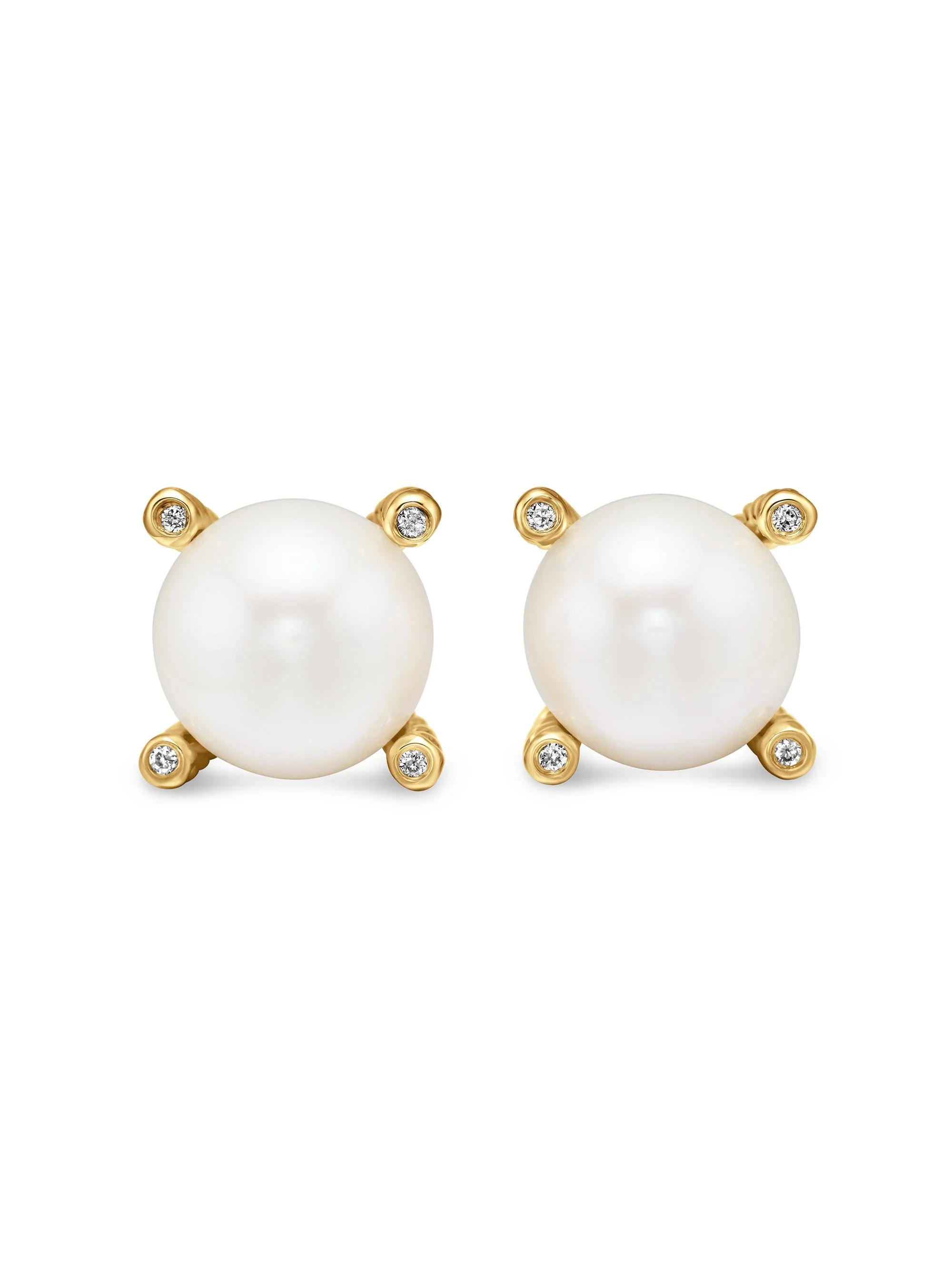 Women's Pearl Stud Earrings in 18K Yellow Gold - Pearl - 1