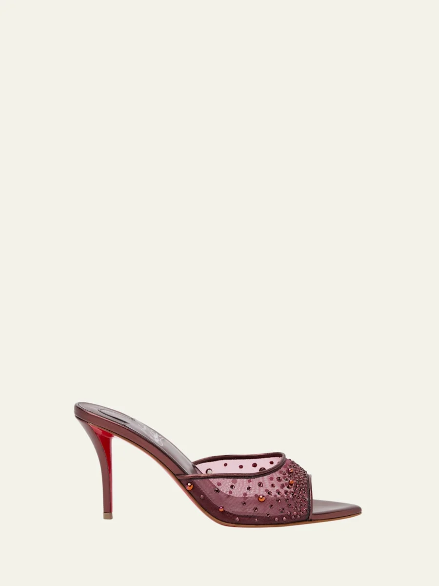 80mm Miss Z Embellished Mesh and Metallic Leather Mule Pumps - 1