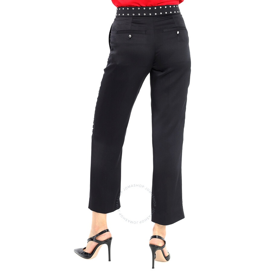 Burberry Black Silk Satin Studded Tailored Trousers - 3