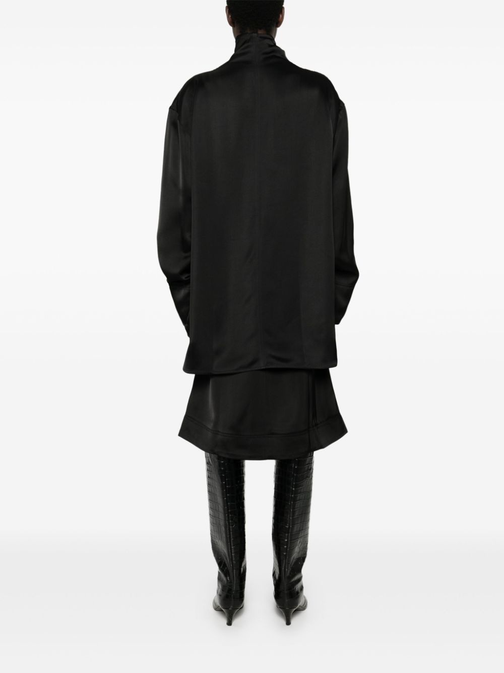 funnel-neck satin blouse - 4