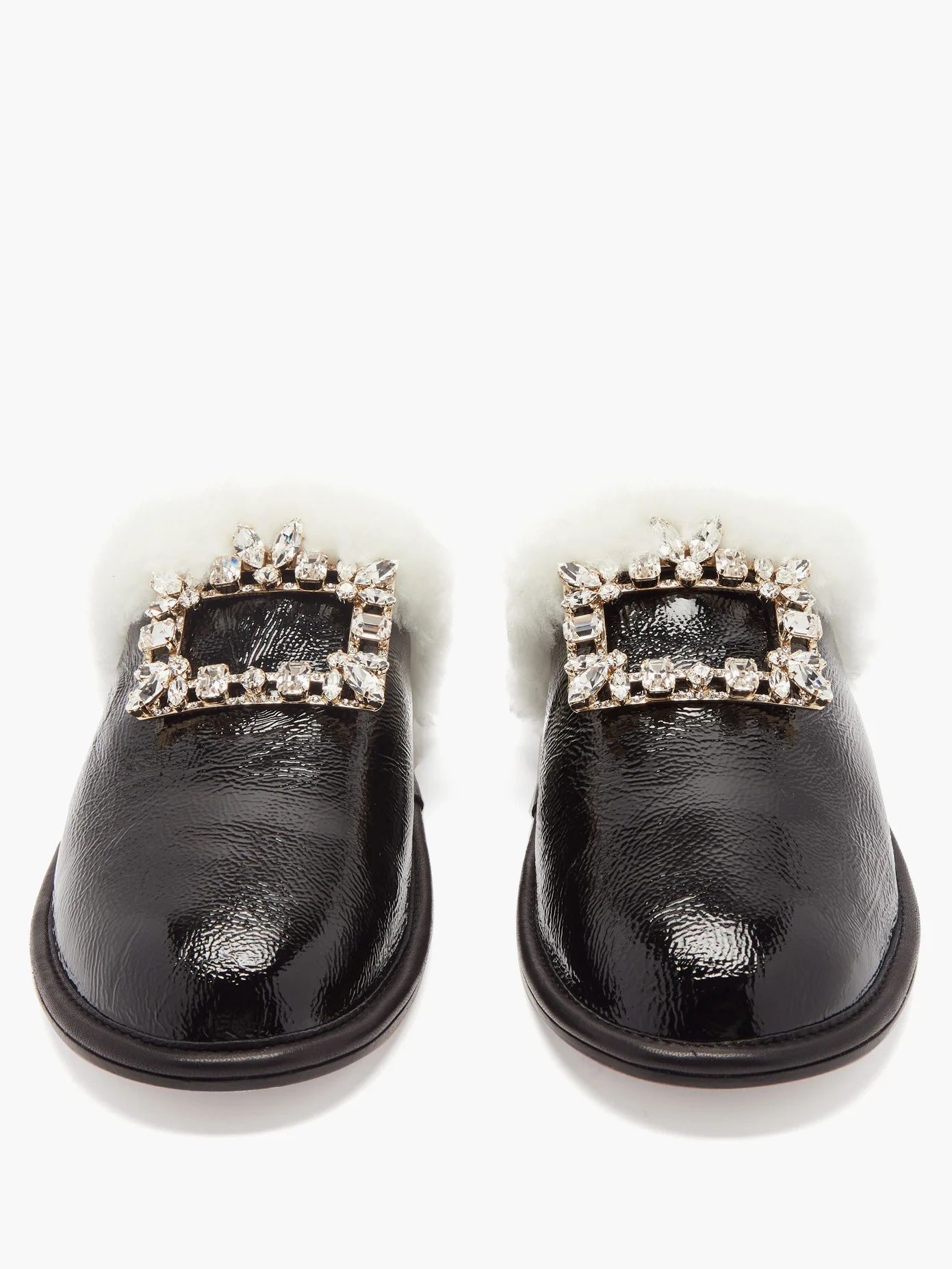 Hotel Vivier crystal-buckle shearling slippers - 5