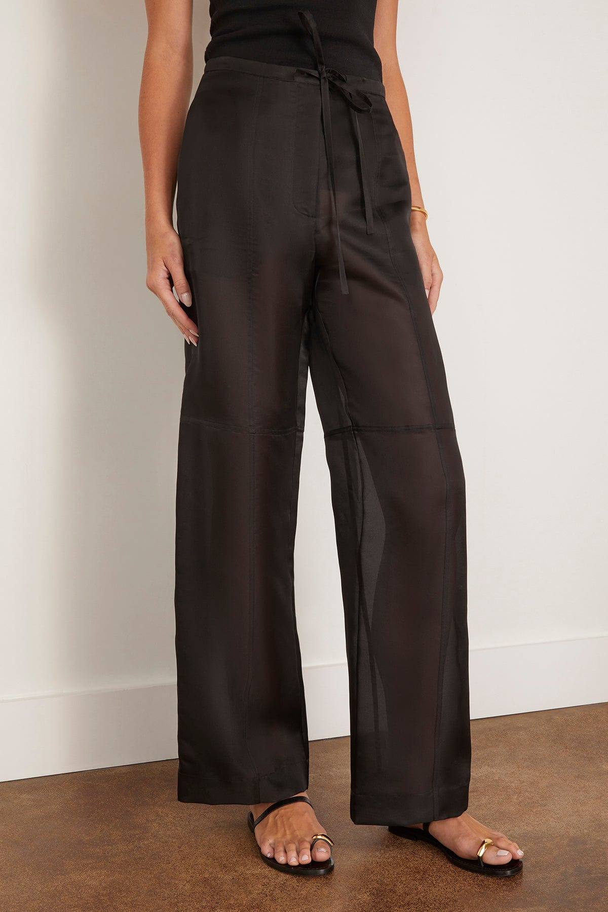 Organza Silk Parachute Trousers in Black - 3