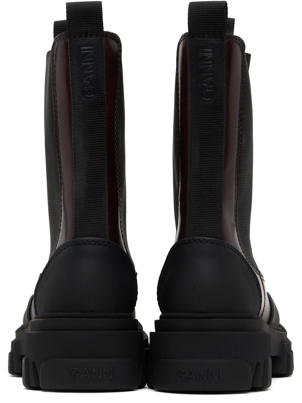 Burgundy & Black Cleated Mid Chelsea Boots - 2