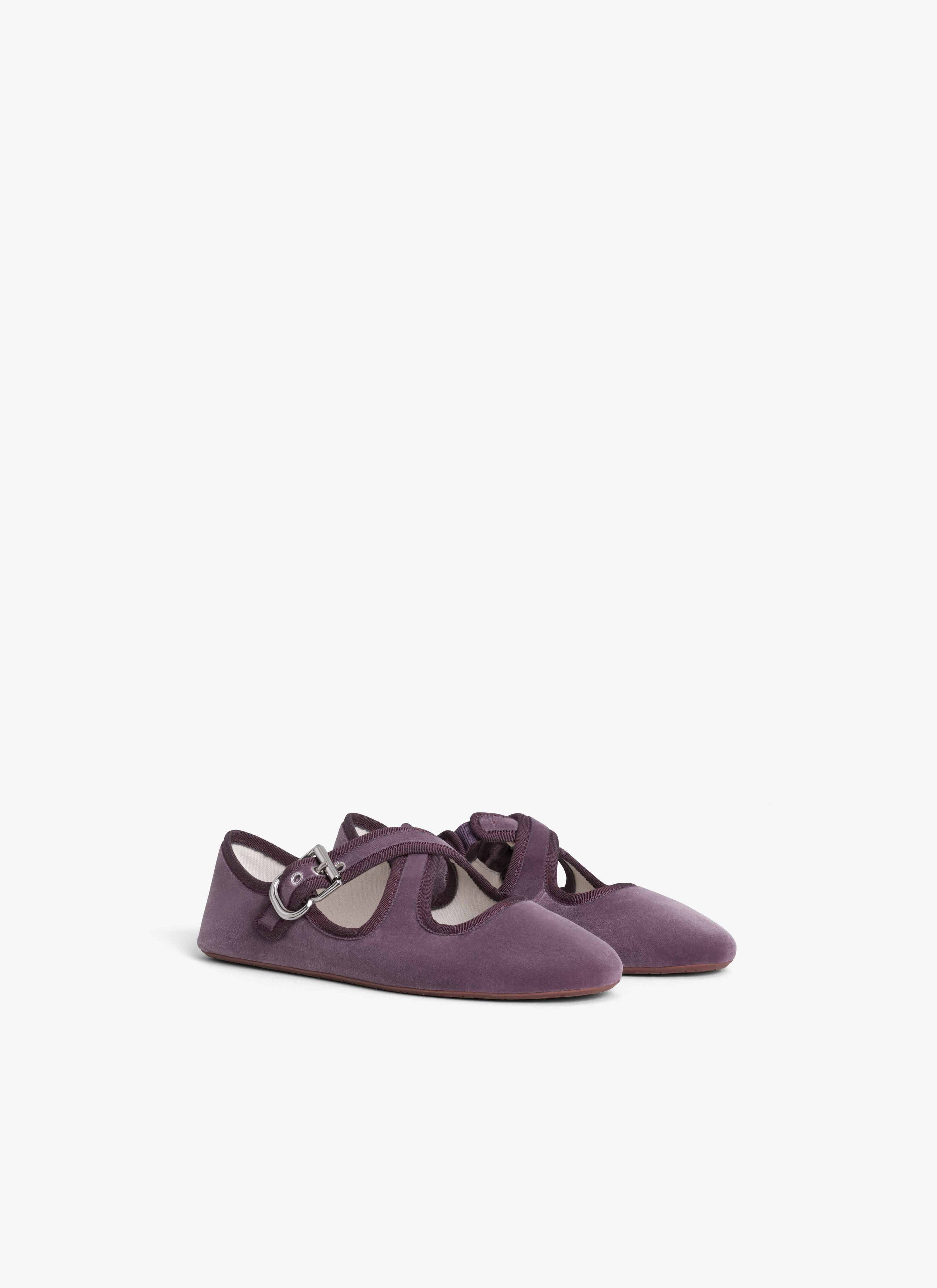 CRISS CROSS BALLET FLATS IN VELVET - 2