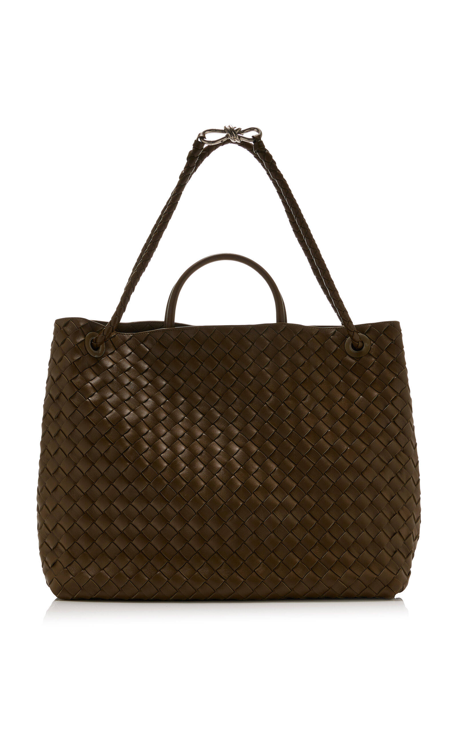 Large Andiamo Intrecciato Leather Tote Bag brown - 1