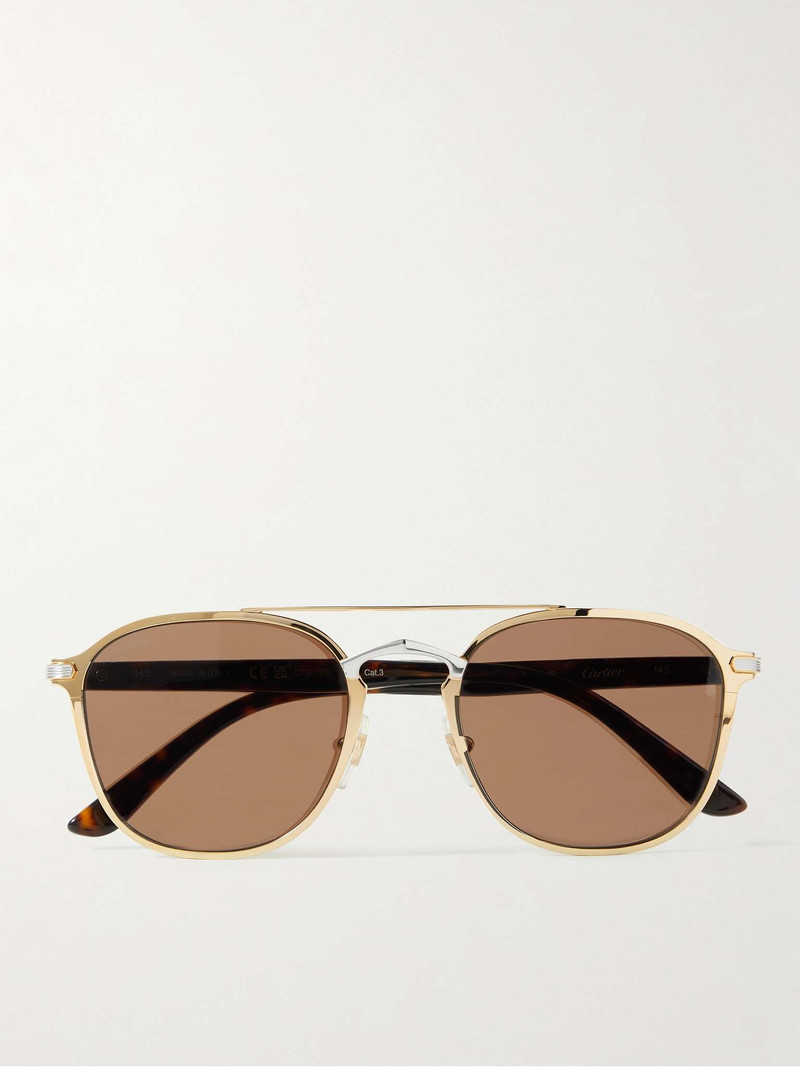 Aviator-Style Gold-Tone, Silver-Tone and Tortoiseshell Acetate Sunglasses 1