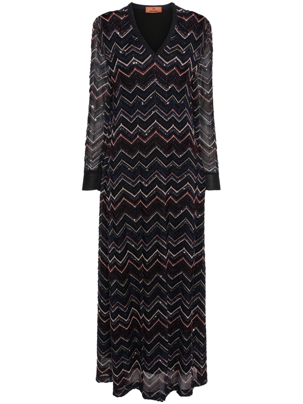 sequinned zigzag-knit dress - 1