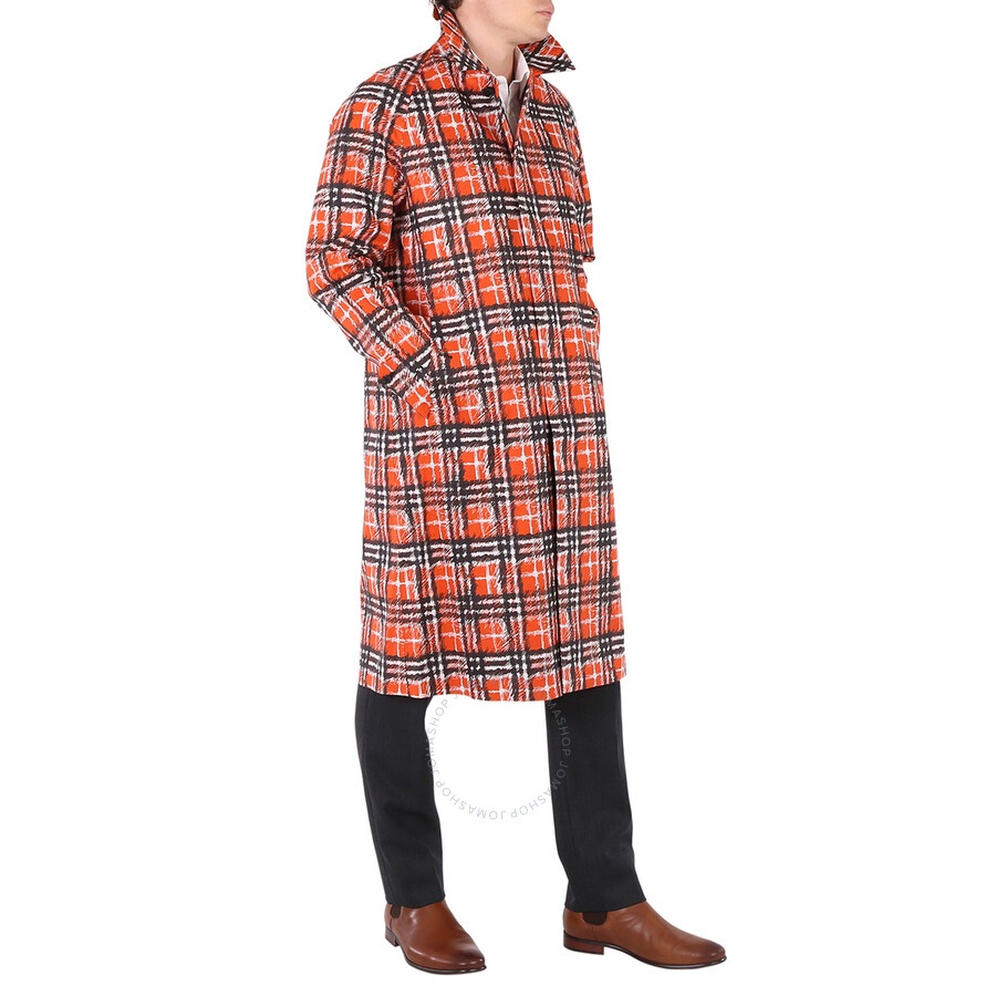 Burberry Scribble Check Cotton Car Coat In Bright Military Red - 4