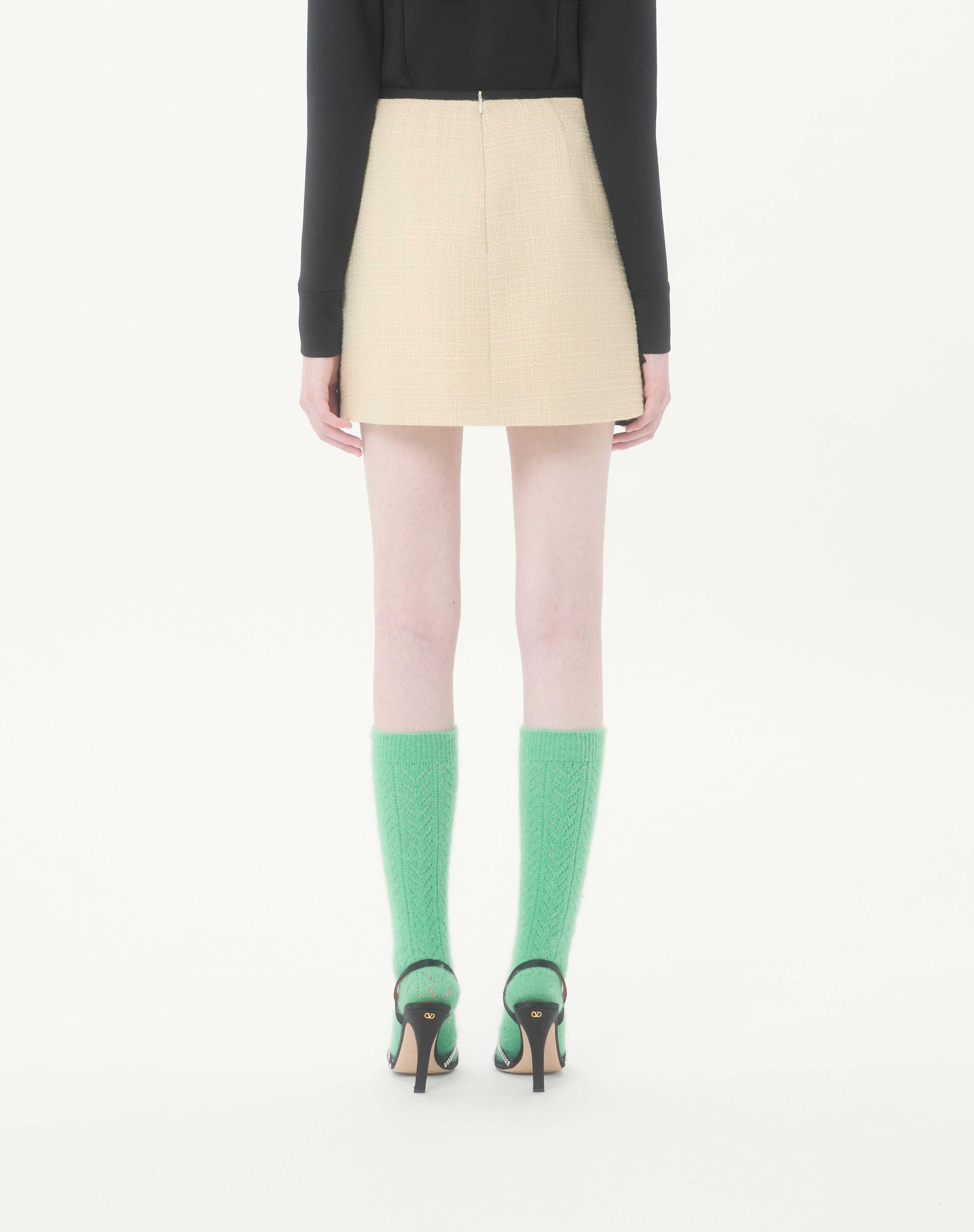 SHORT SKIRT IN PLAIN WOOL TWEED - 5