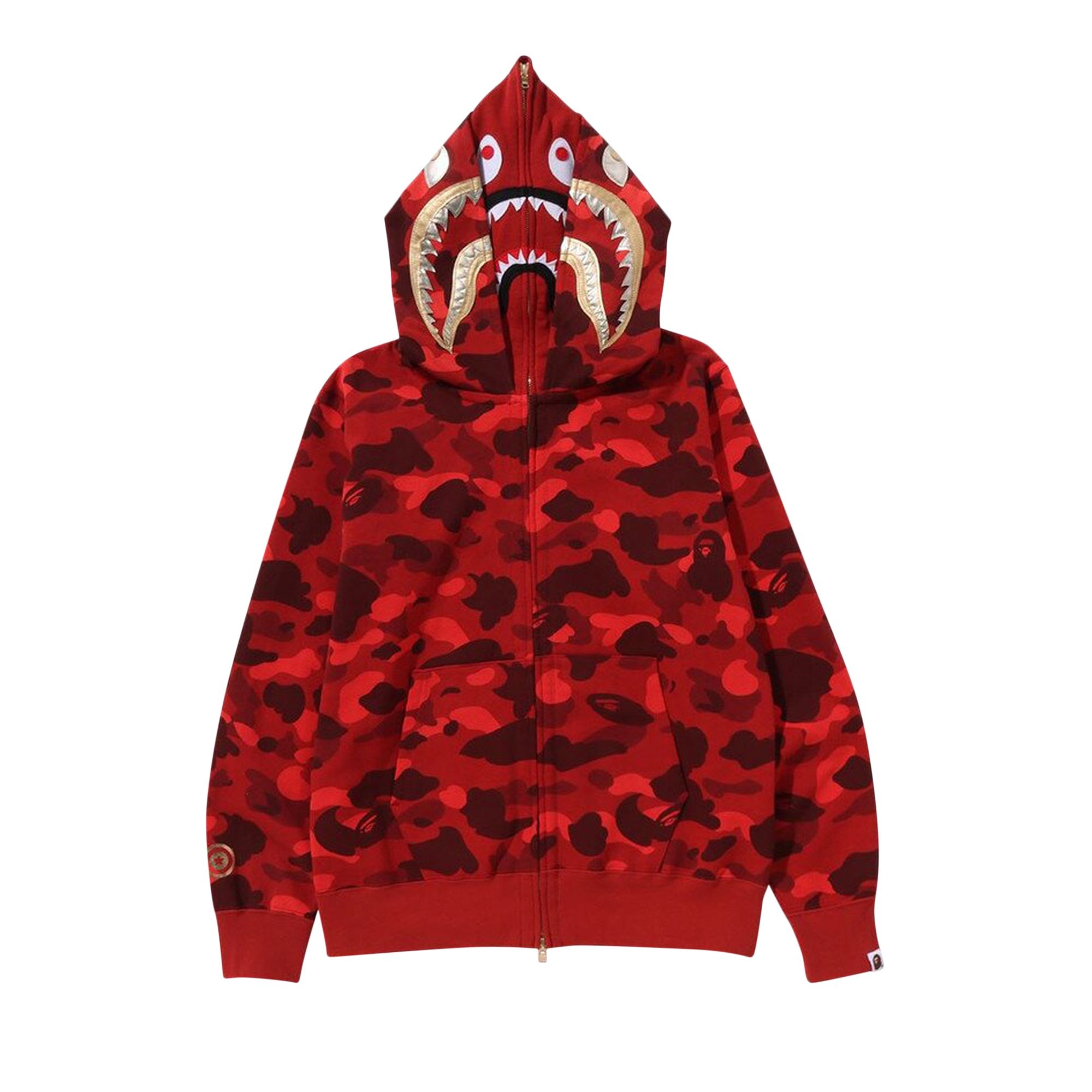 BAPE Color Camo Double Shark Full Zip Hoodie 'Red' - 1