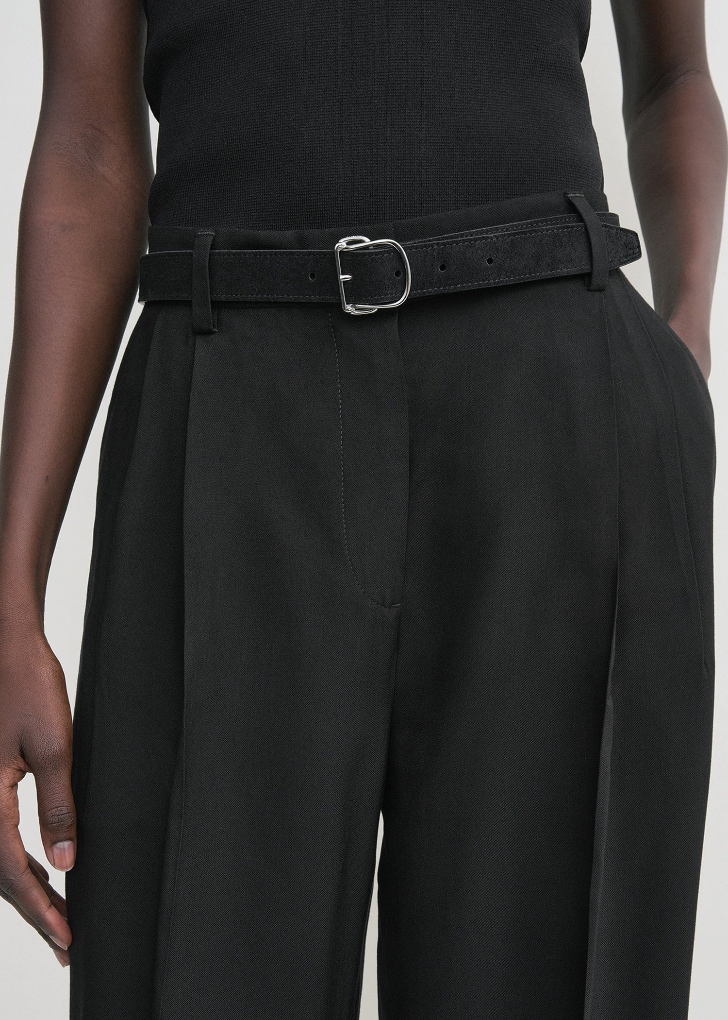 Swirl suede belt black - 2