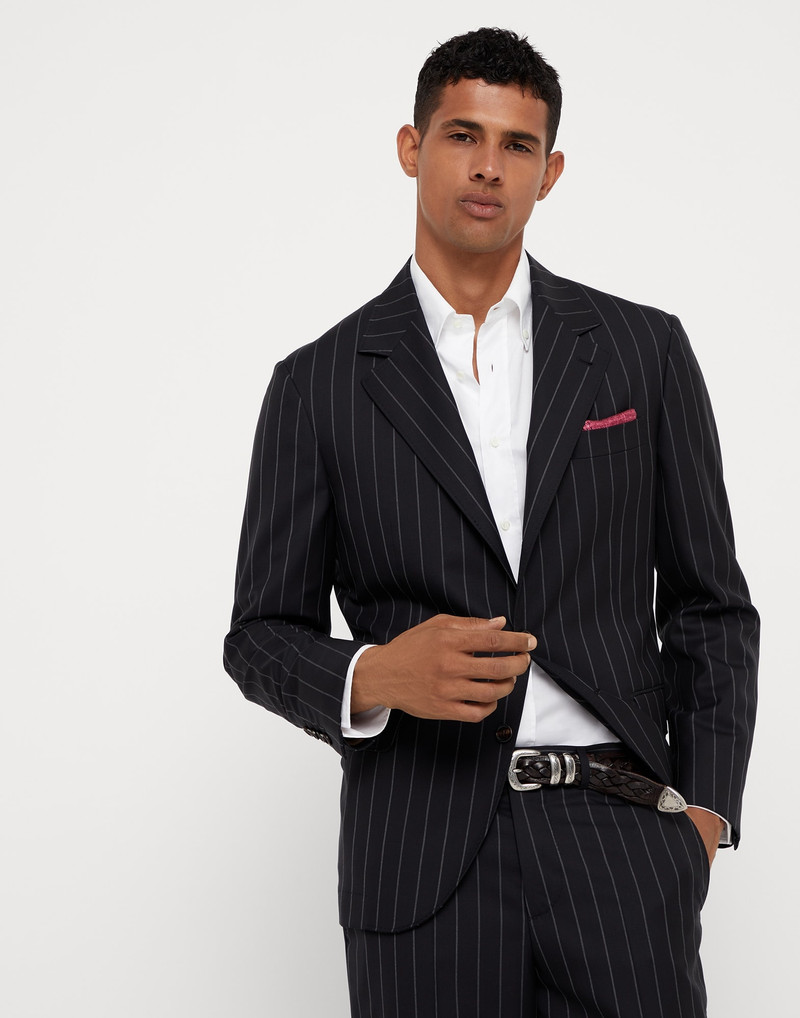 Super 150s 처녀 모직 넓은 chalk 줄무늬 batavia blazer 1