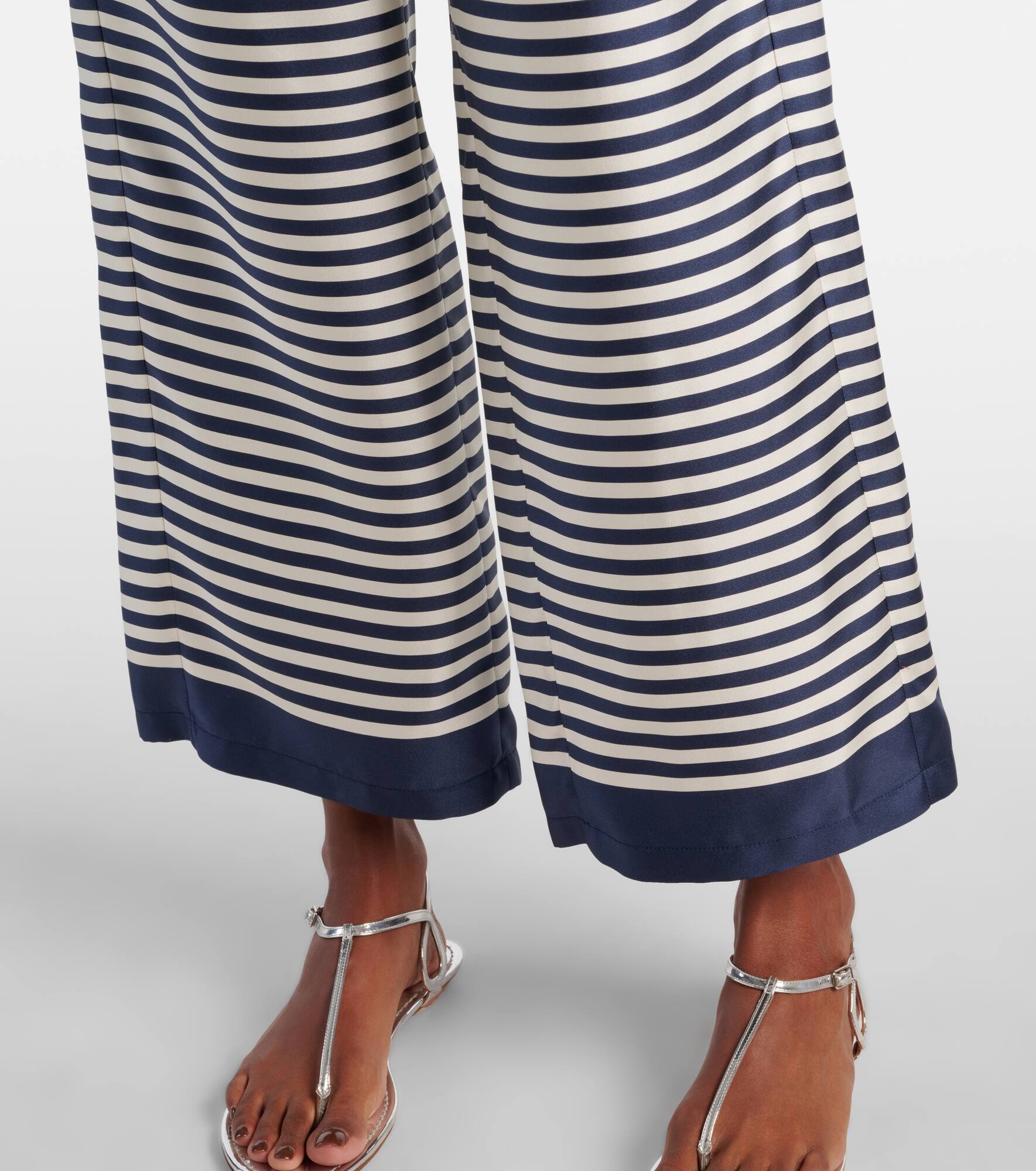 Nine striped silk wide-leg pants - 5