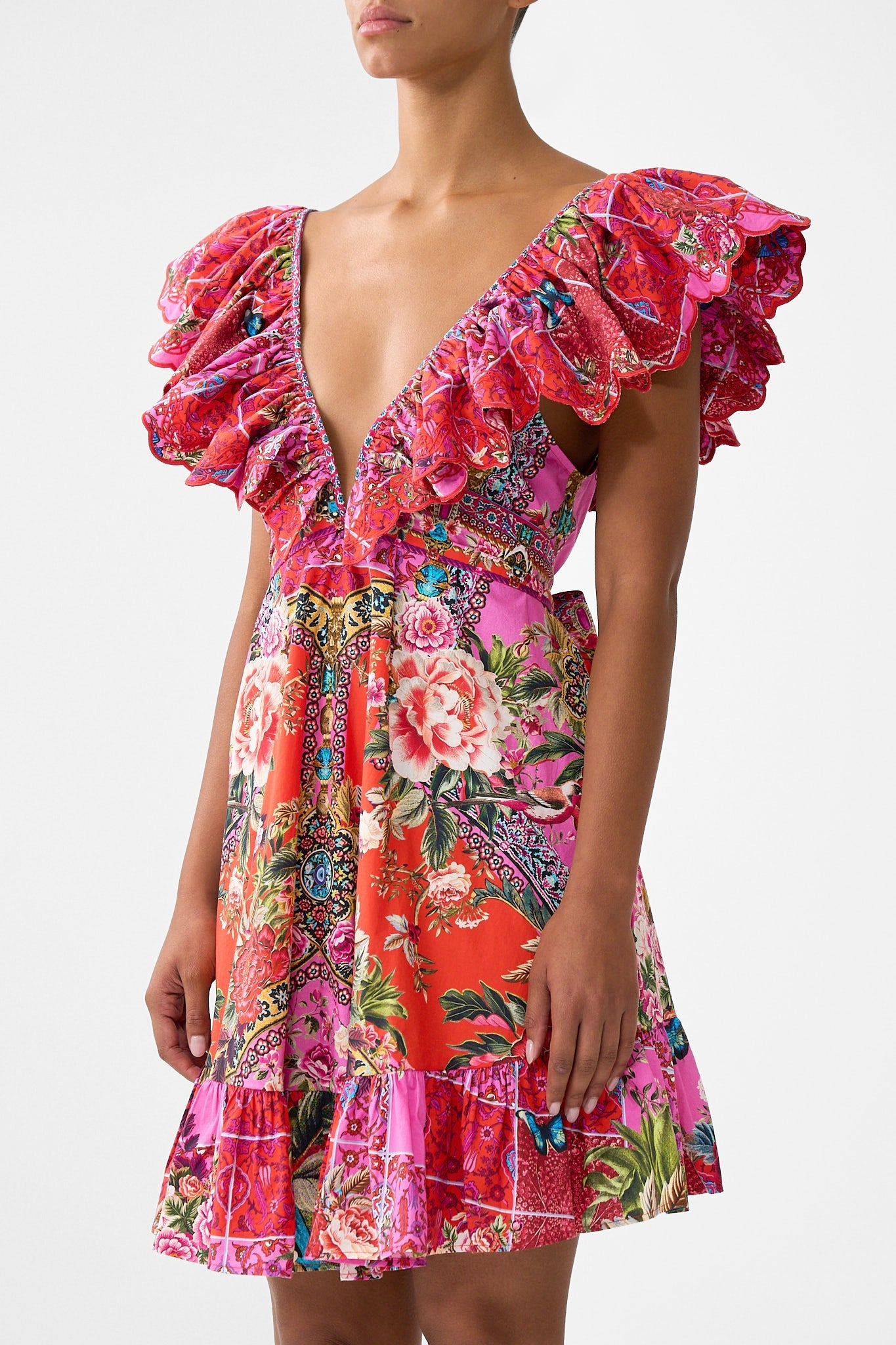 SHORT FRILL NECK DRESS - 4