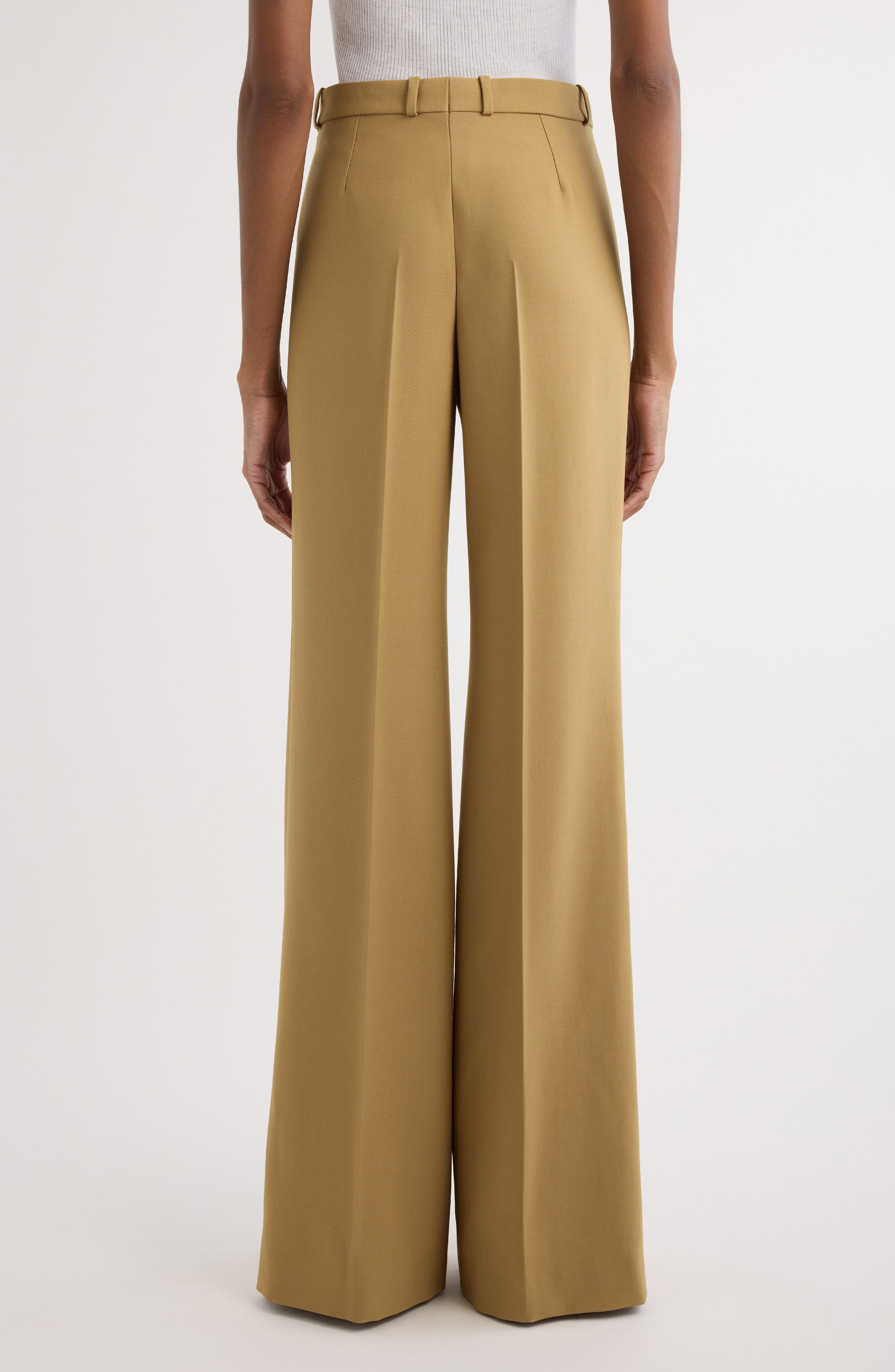 Chloé Wool Grain de Poudre Flare Leg Pants in Nut at Nordstrom - 3