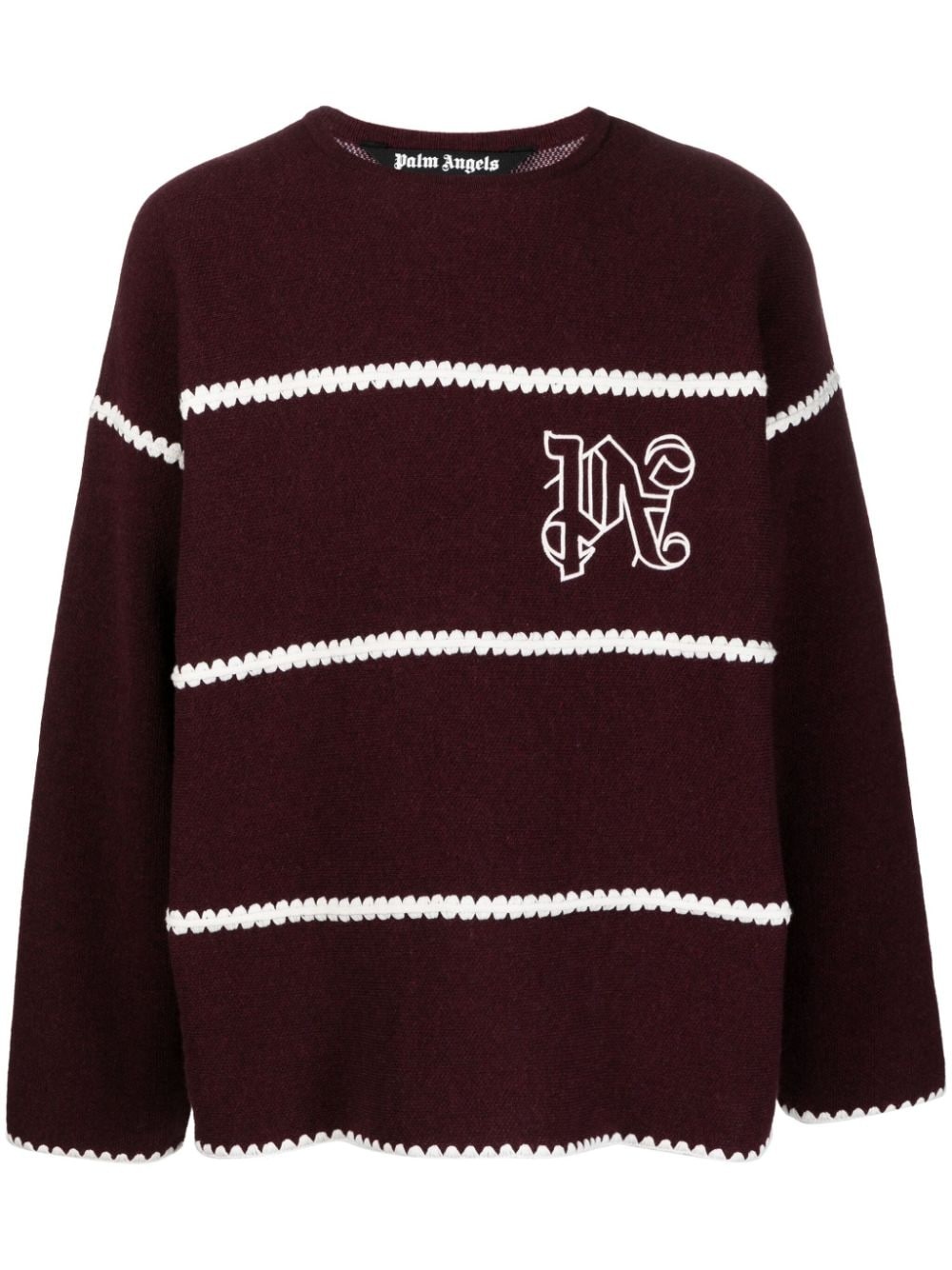 embroidered-monogram striped jumper - 1