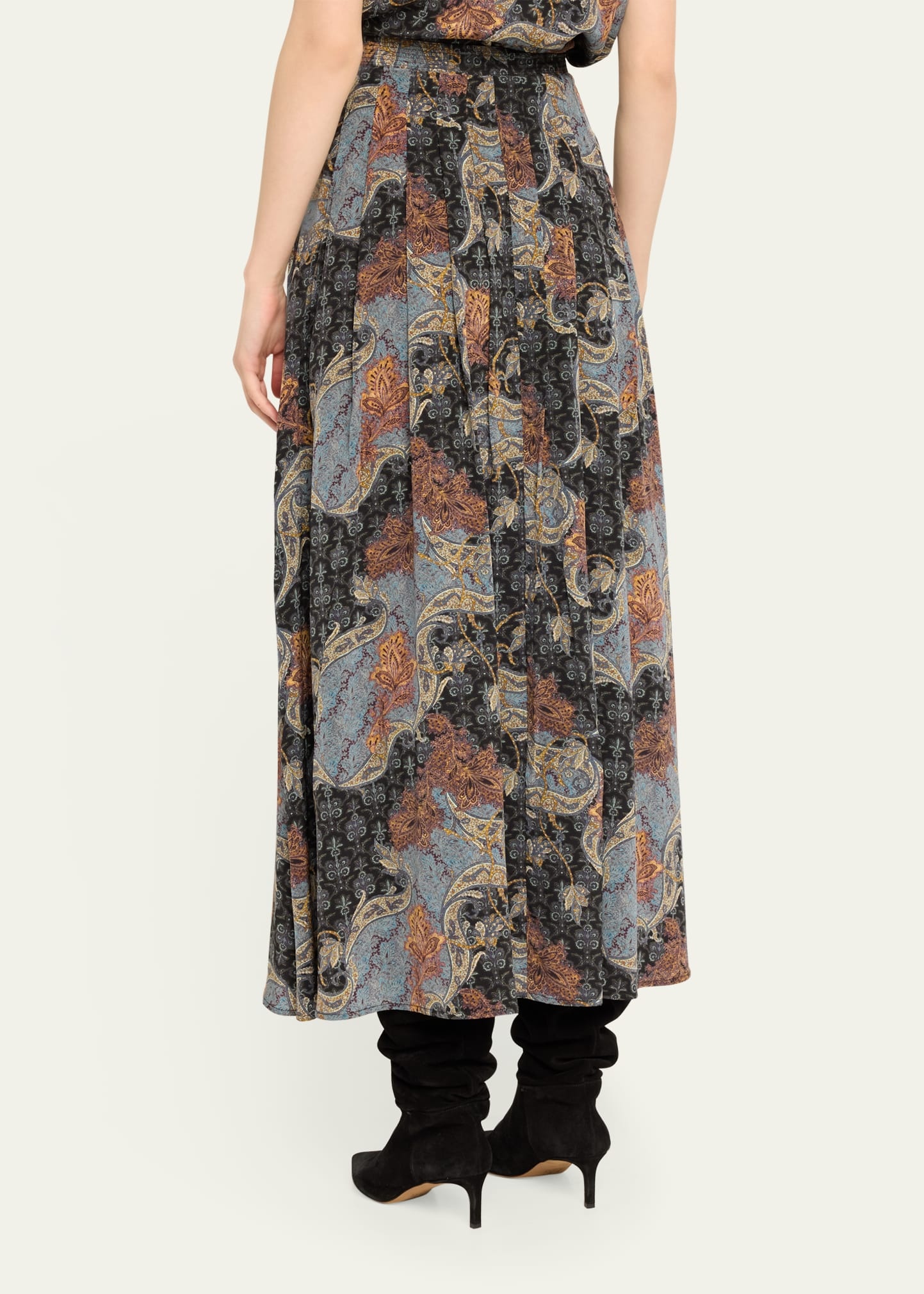 Vanna Gathered Silk Maxi Skirt - 3