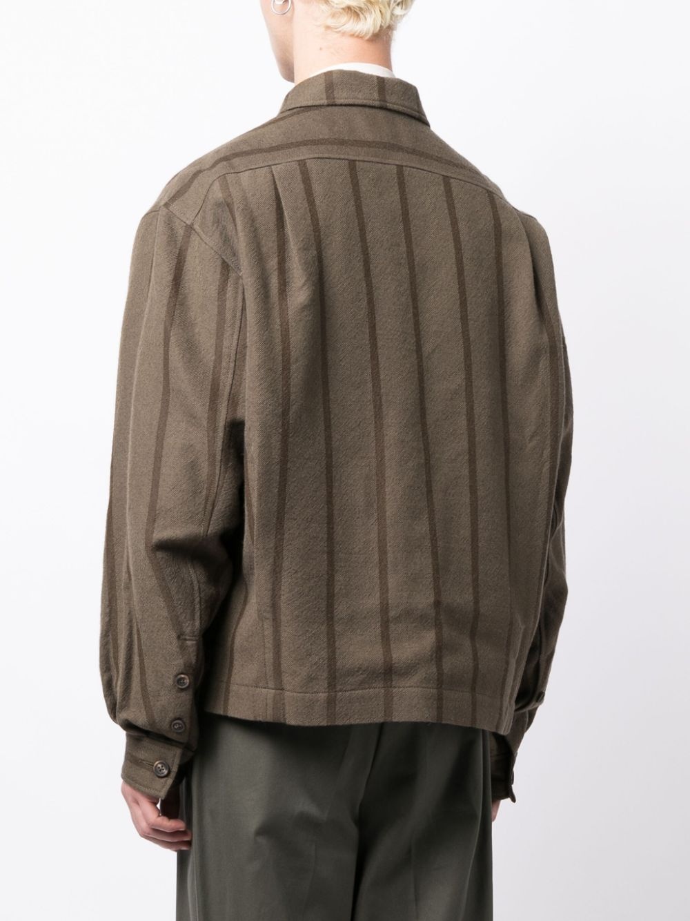 stripe-pattern spread-collar jacket - 4