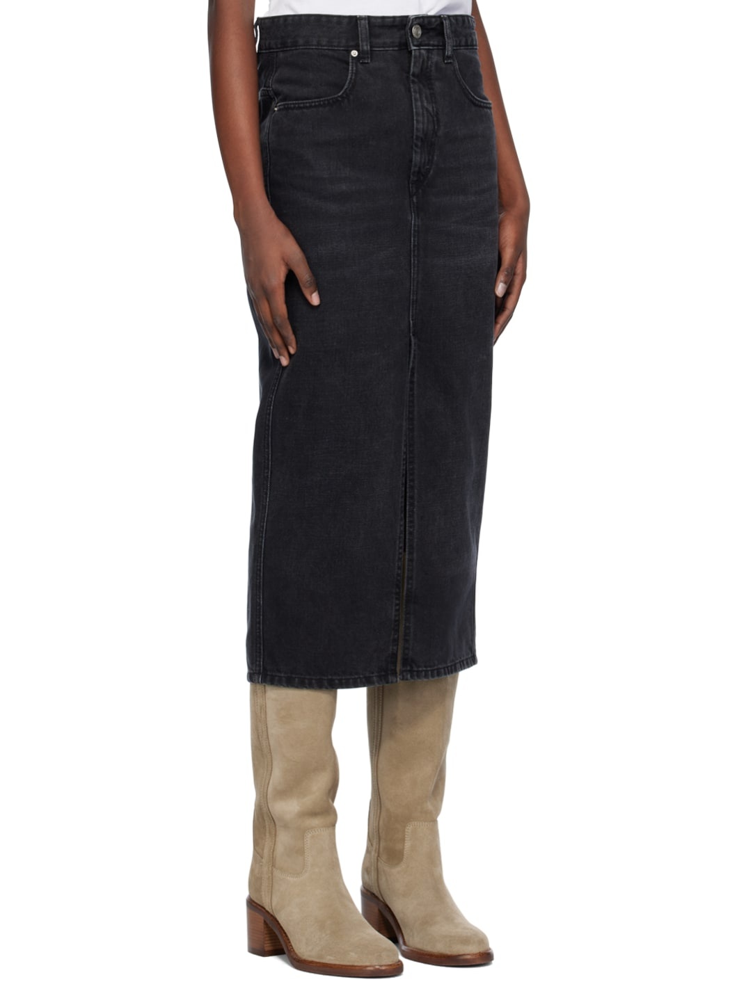 Black Julicia Denim Midi Skirt - 2