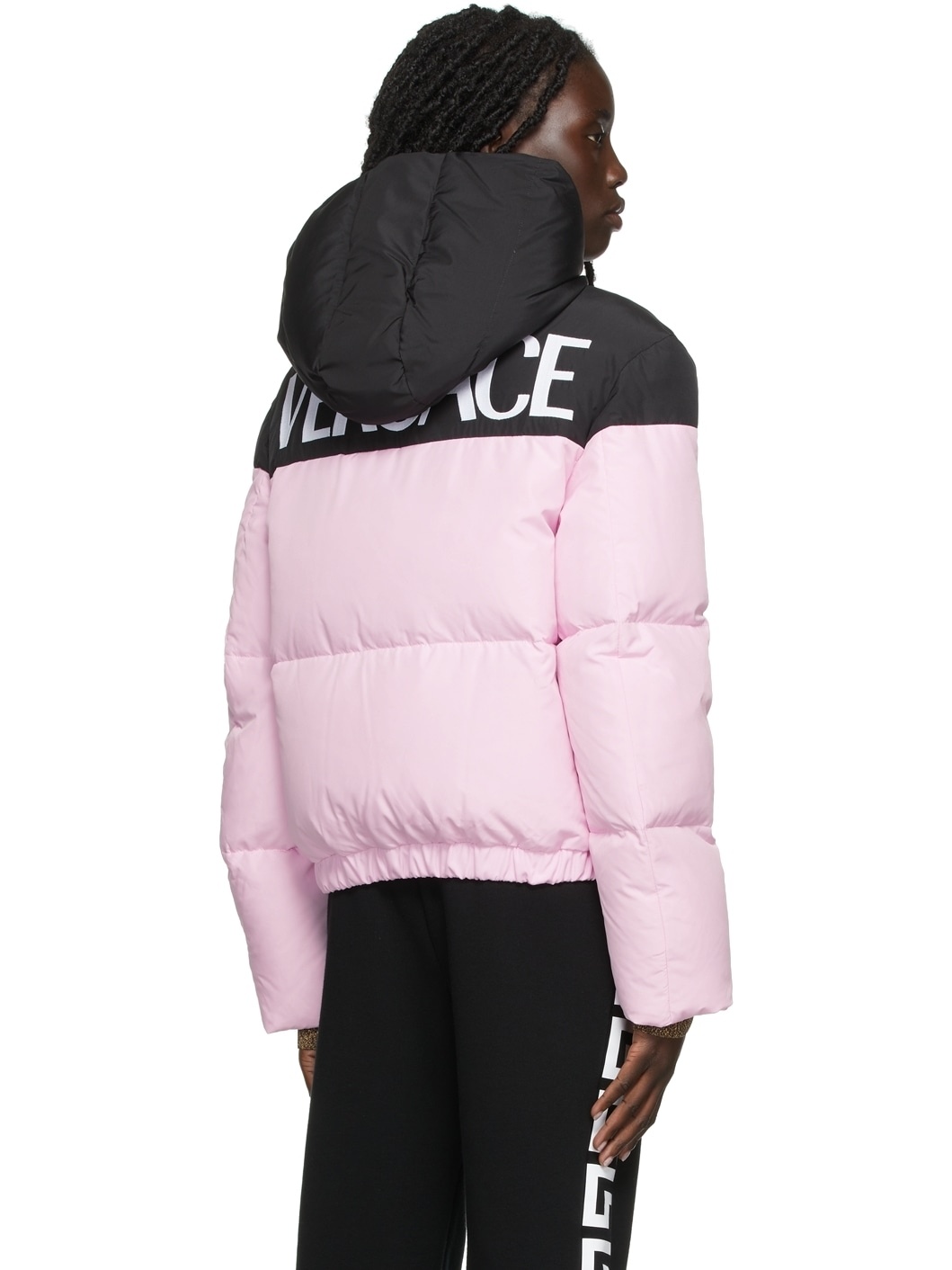 Pink & Black Down Logo Puffer Jacket - 3