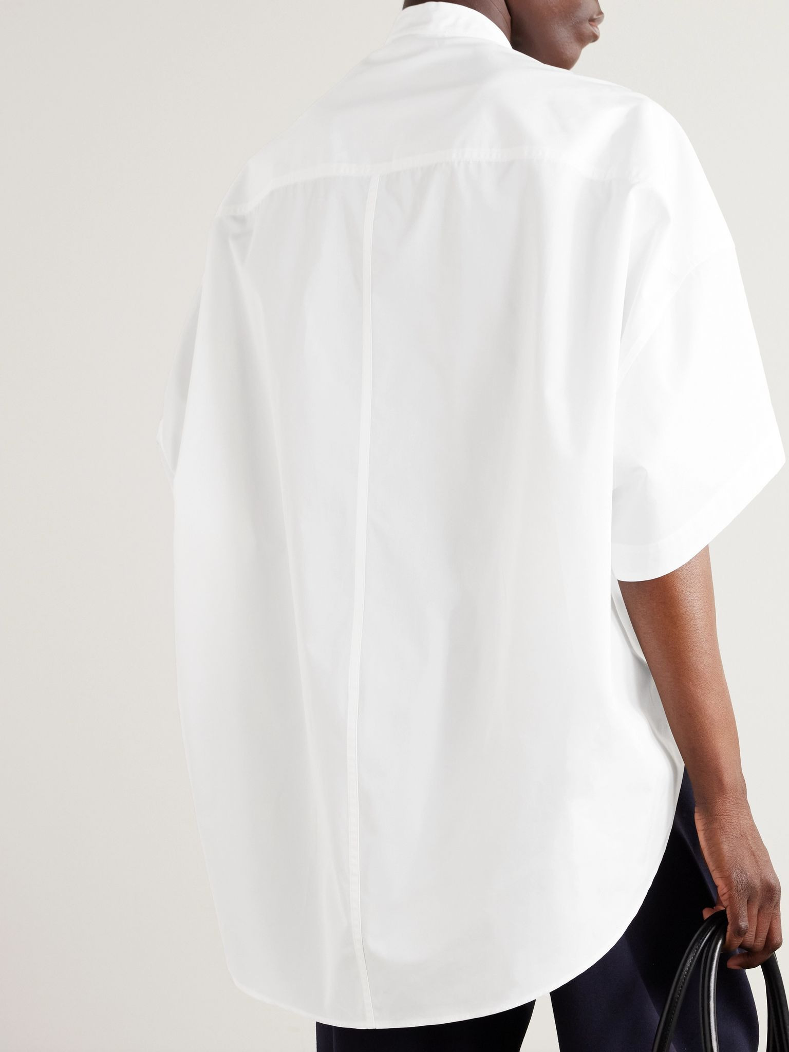 Oversized cotton-poplin shirt White - 3