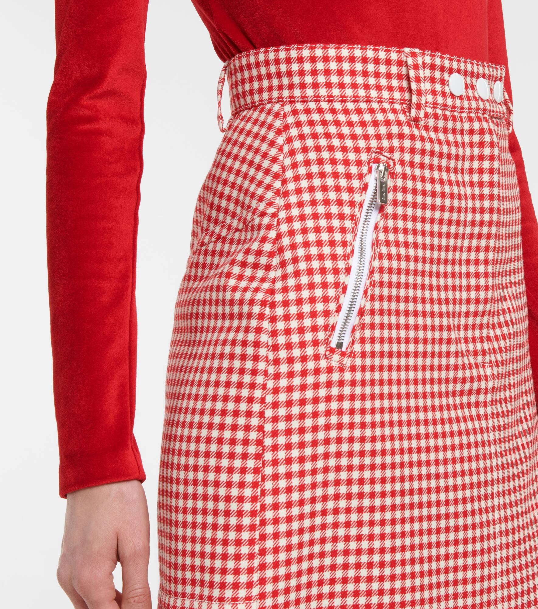 Houndstooth virgin wool pencil skirt - 4