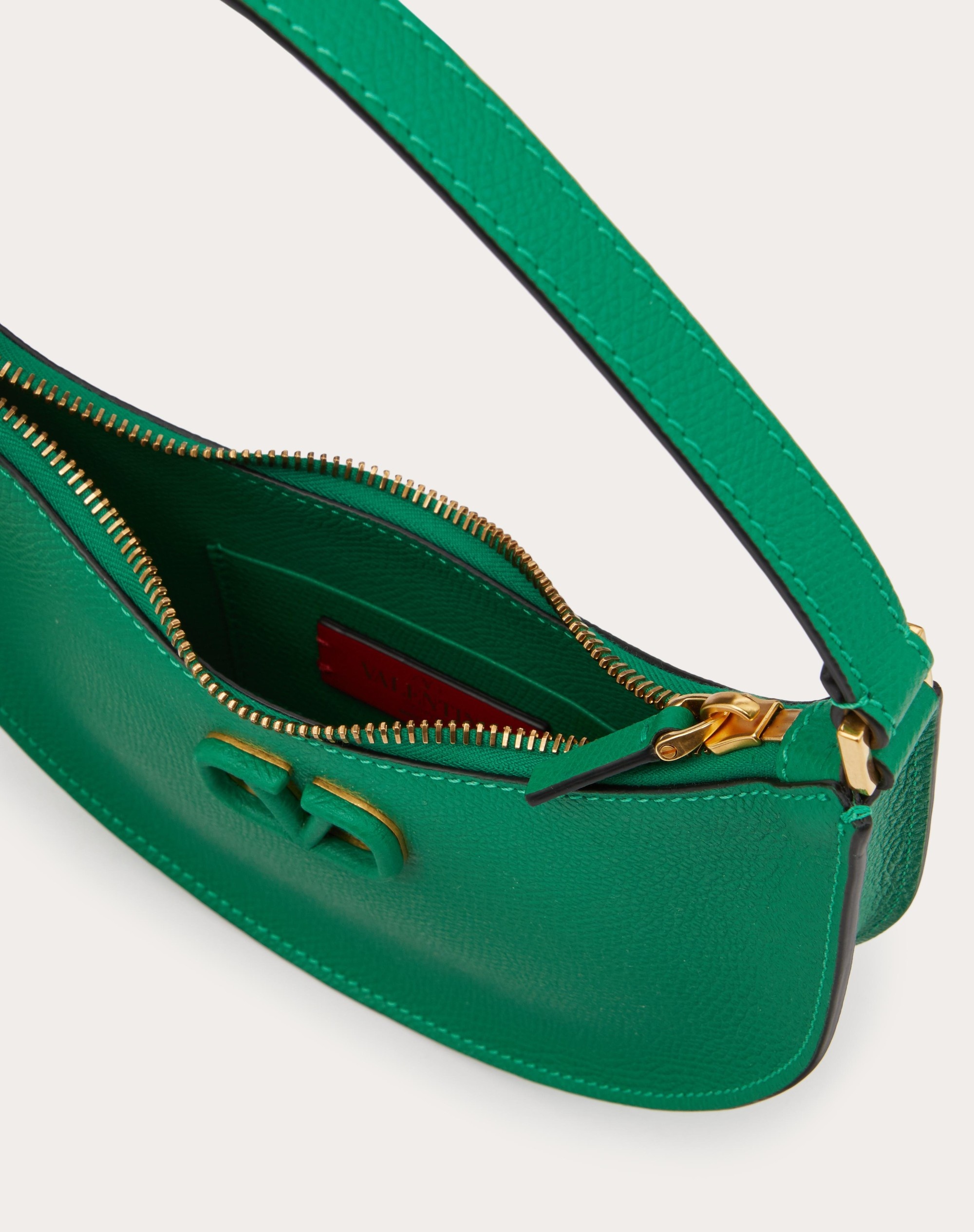 MINI VLOGO SIGNATURE GRAINY CALFSKIN HOBO BAG - 7