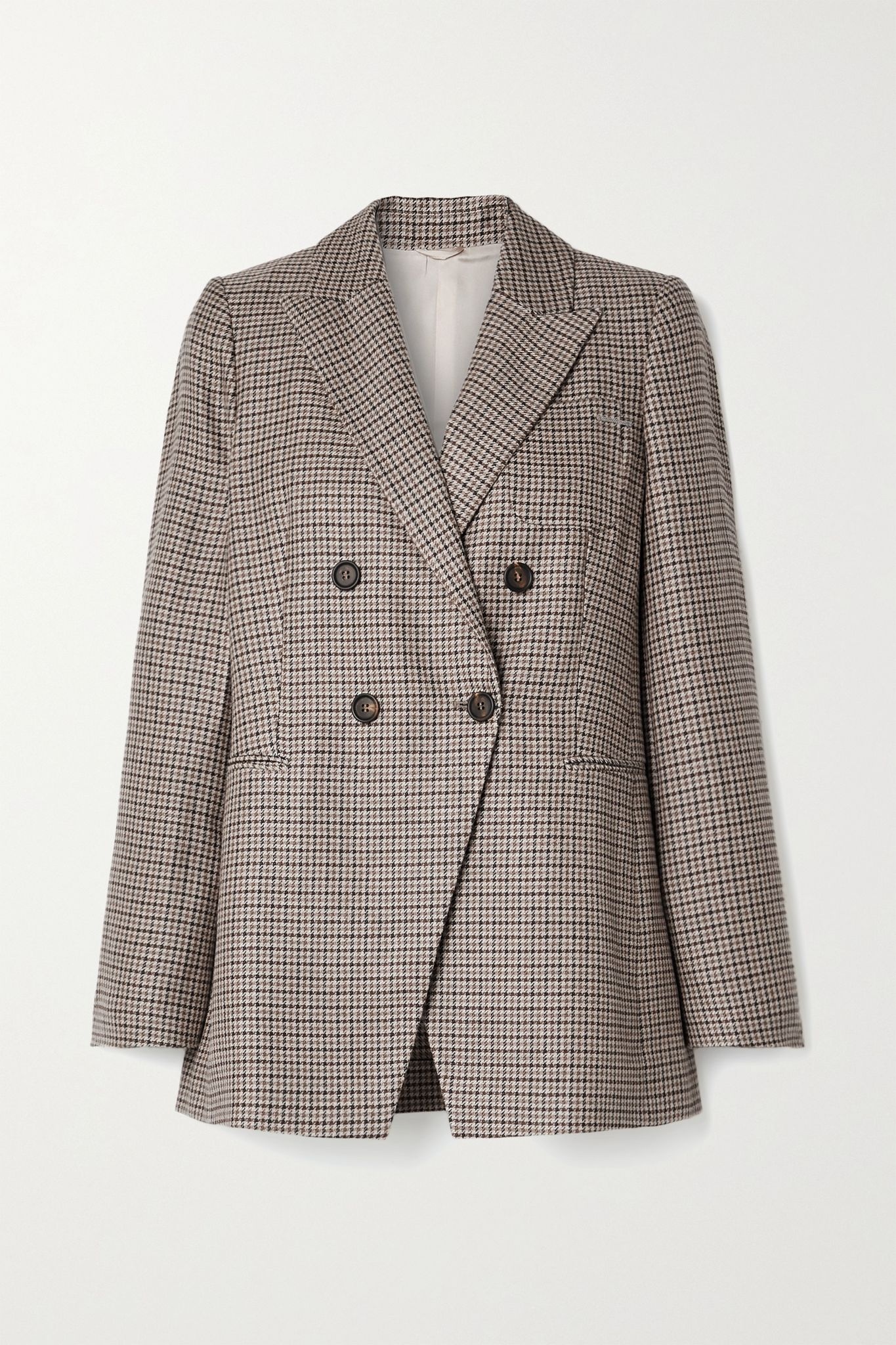 Houndstooth linen, wool and silk-blend blazer - 1