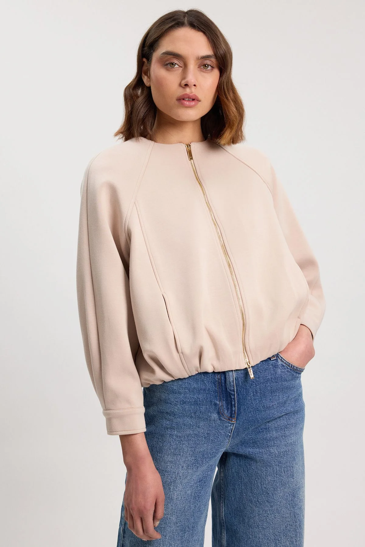 Jersey Scuba Zip Up Bomber Jacket - 1