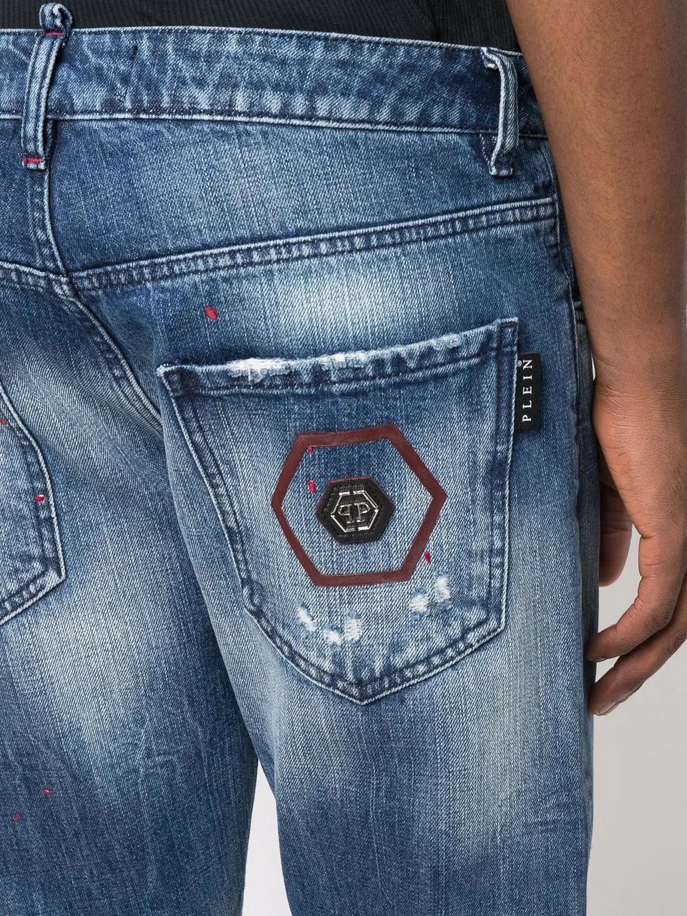 Hexagon-logo distressed jeans - 5