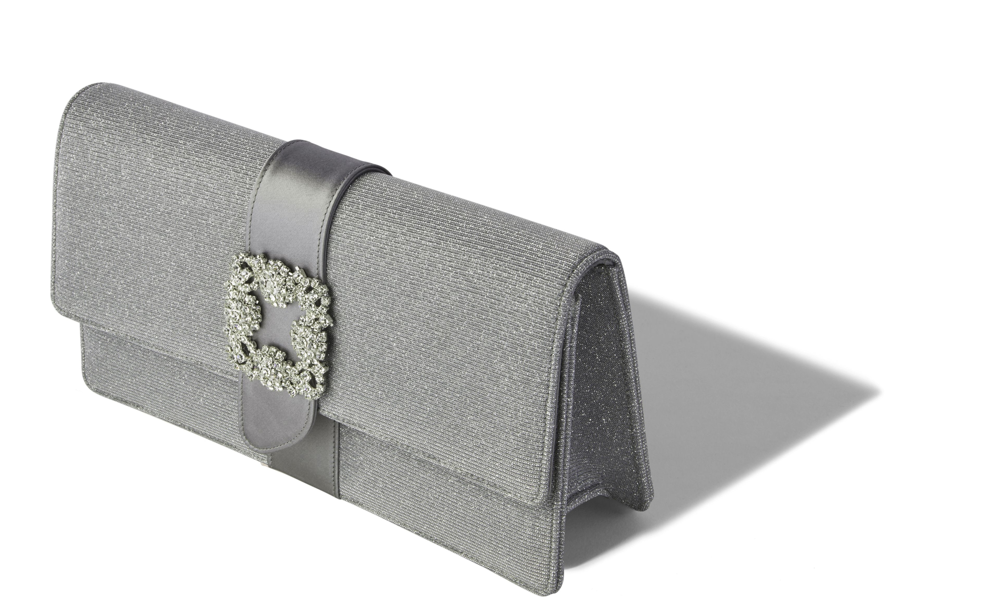 Silver Glitter Jewel Buckle Clutch - 2