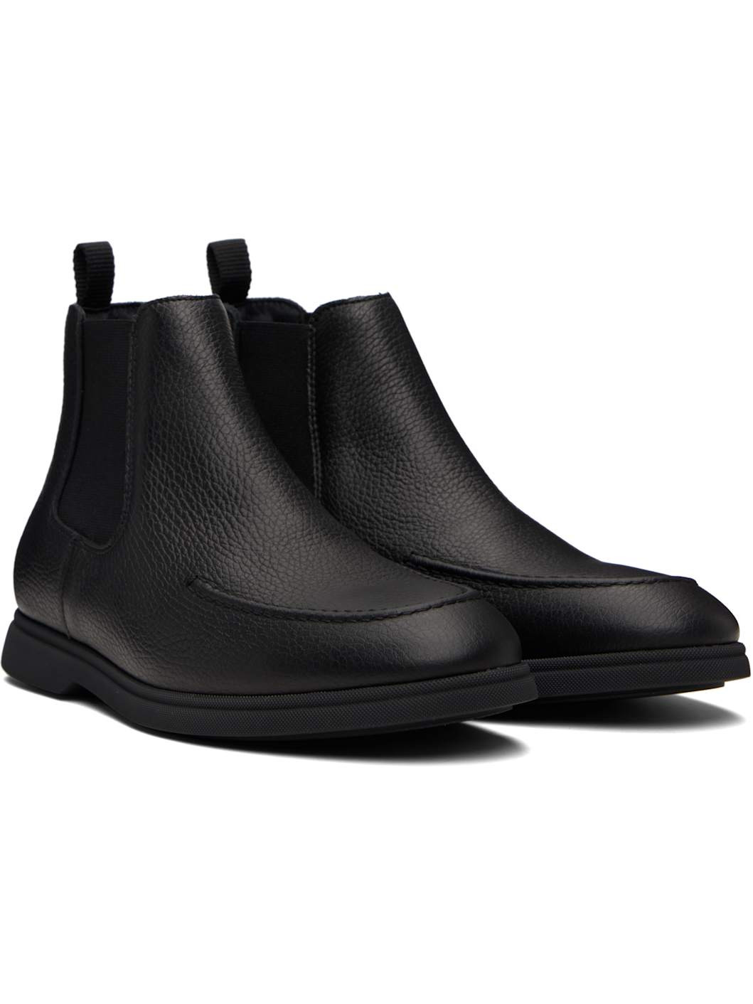 Black Leather Chelsea Boots - 4