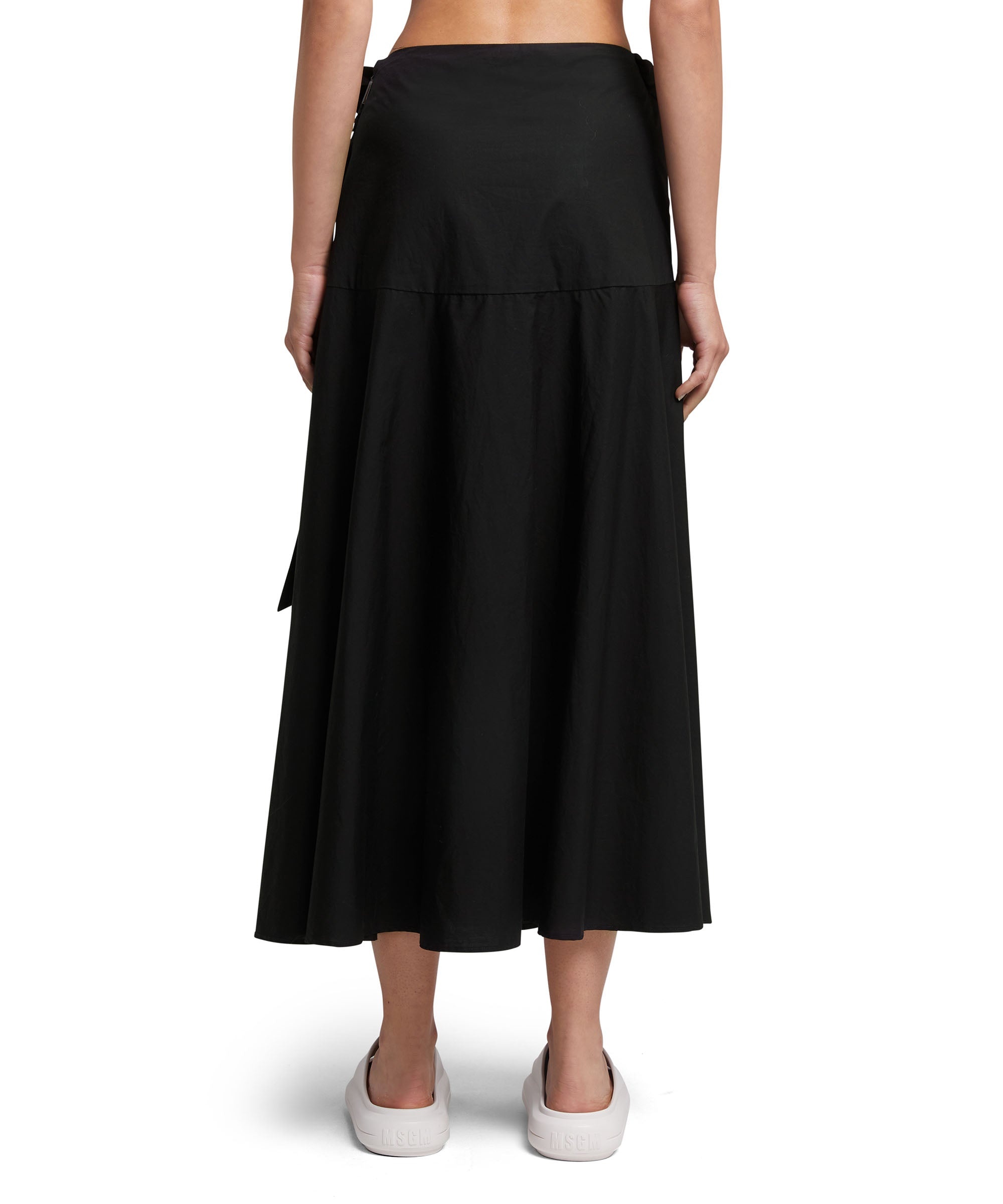 Roomy poplin long skirt with bow - 3