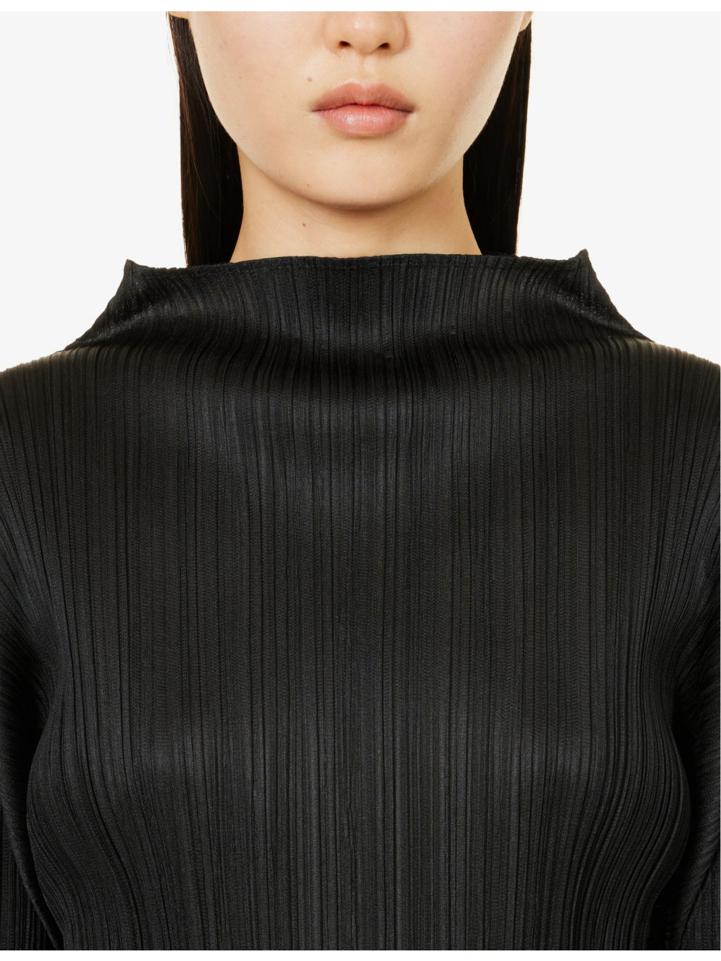 Pleated high-neck knitted top - 5