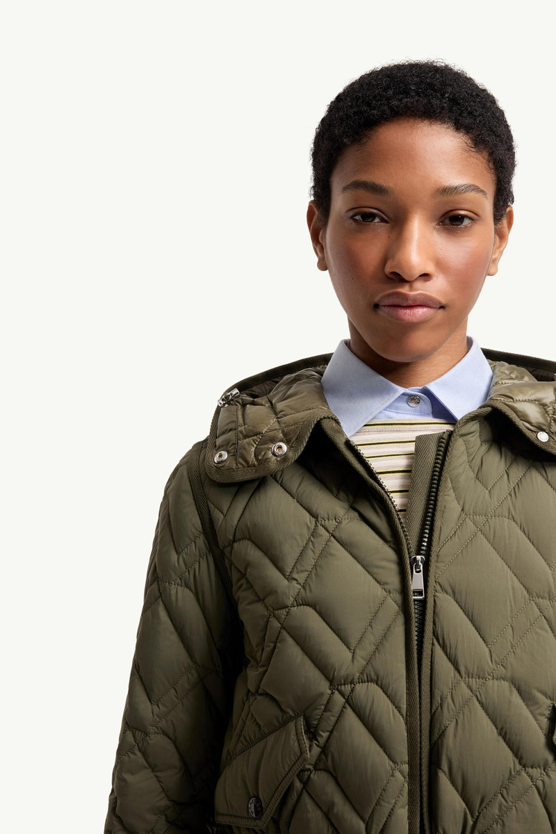 Lilas Geometric Quilted Hooded Short Down Jacket 7