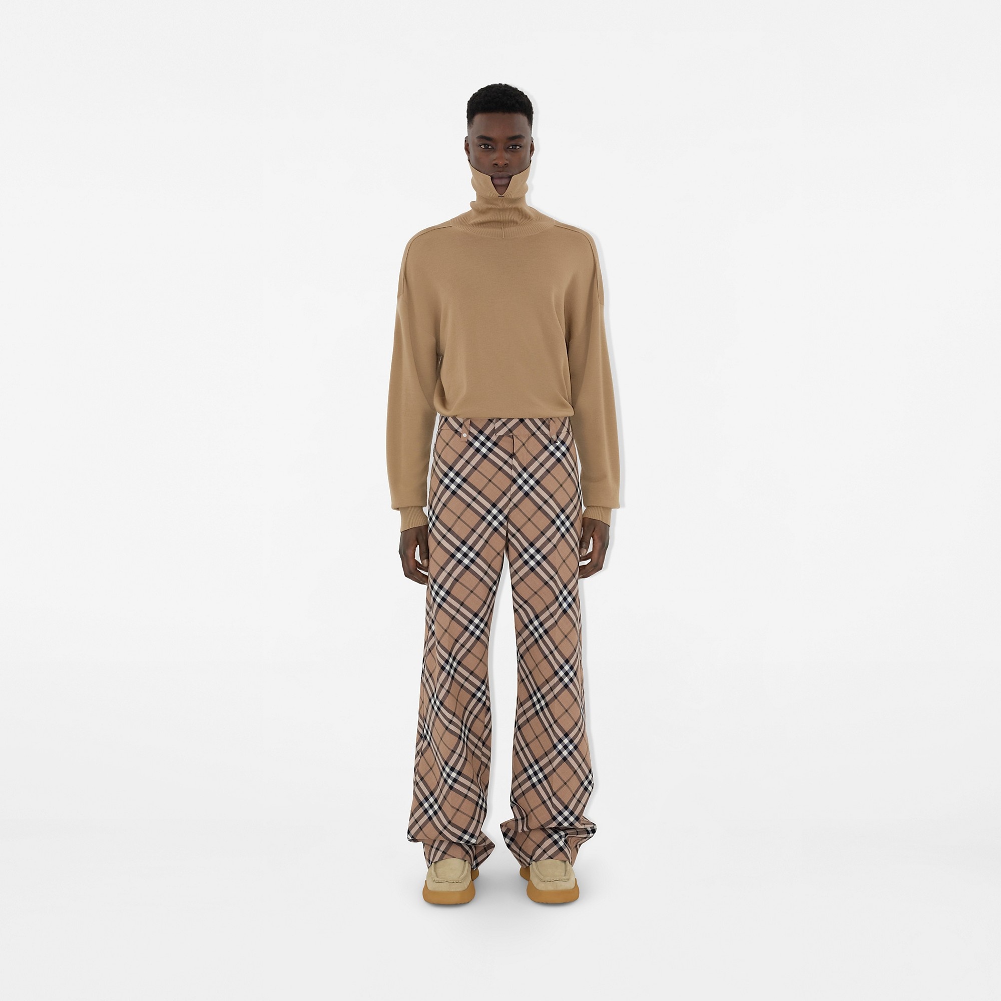 Check Wool Blend Tailored Trousers - 2