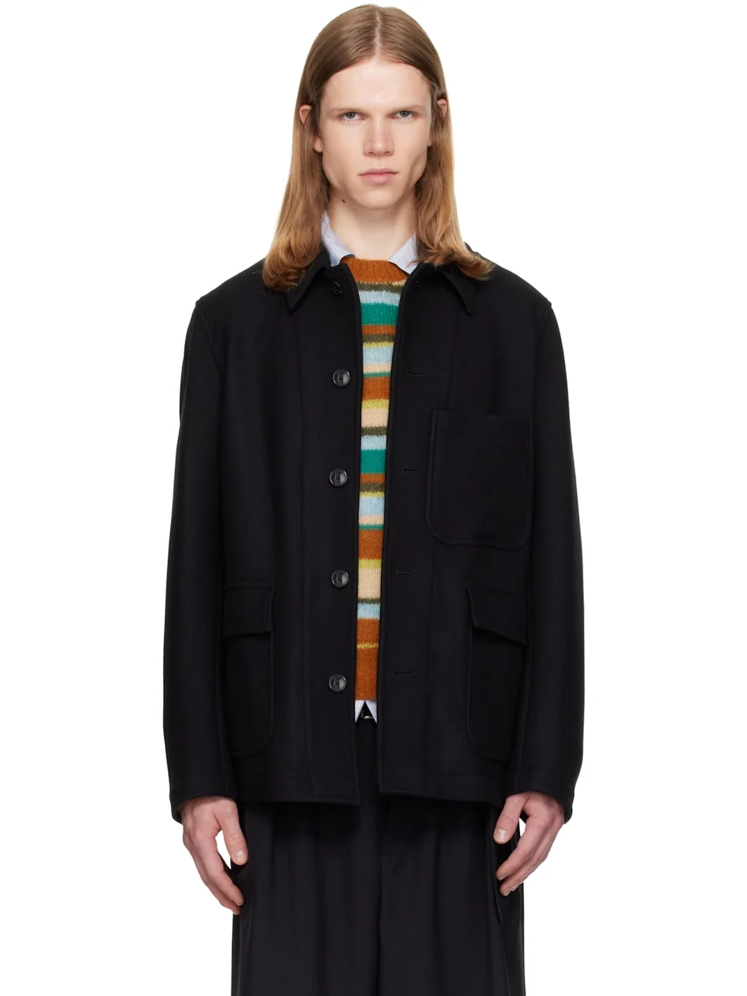 Black Wool Melton Jacket - 1