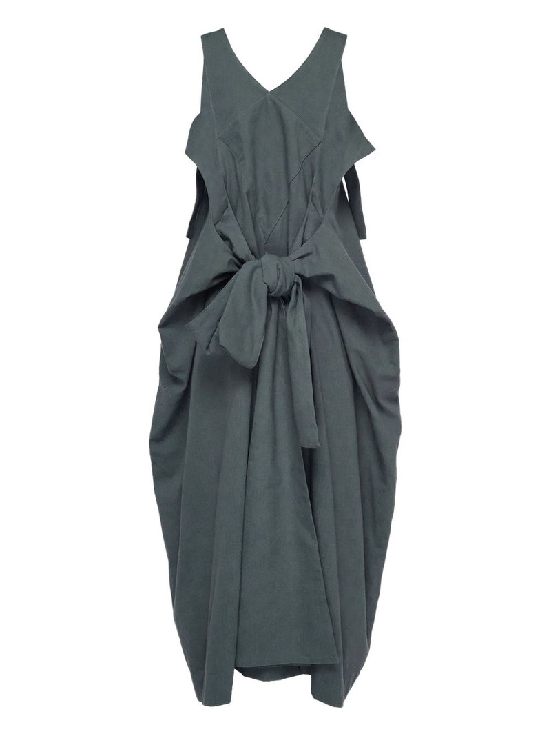 Yohji Yamamoto button-fastening tie-detail dress outlook