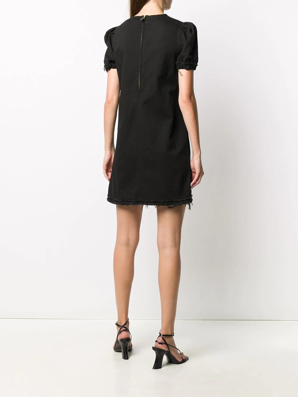 raw-edge puff sleeve mini dress - 4