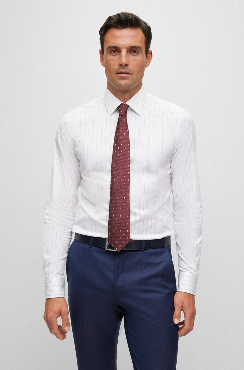 BOSS SILK-JACQUARD TIE WITH MODERN PATTERN outlook