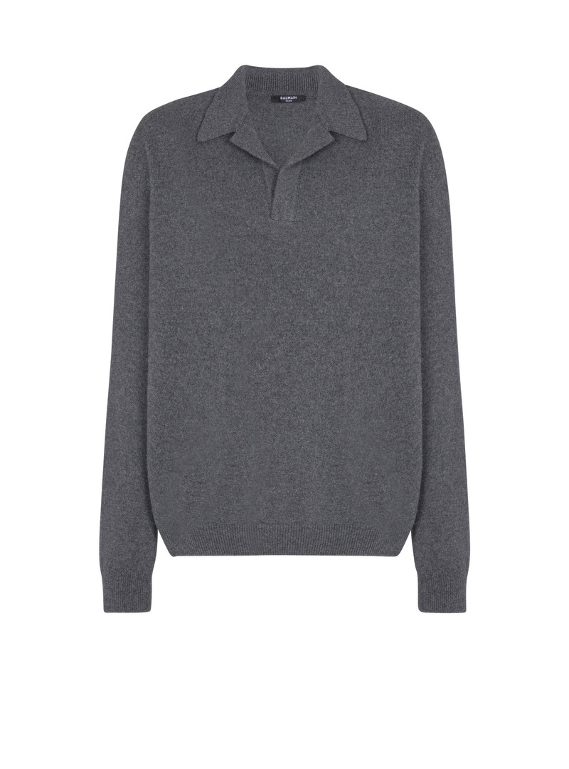 Long-sleeved polo shirt in eco-cashmere 1