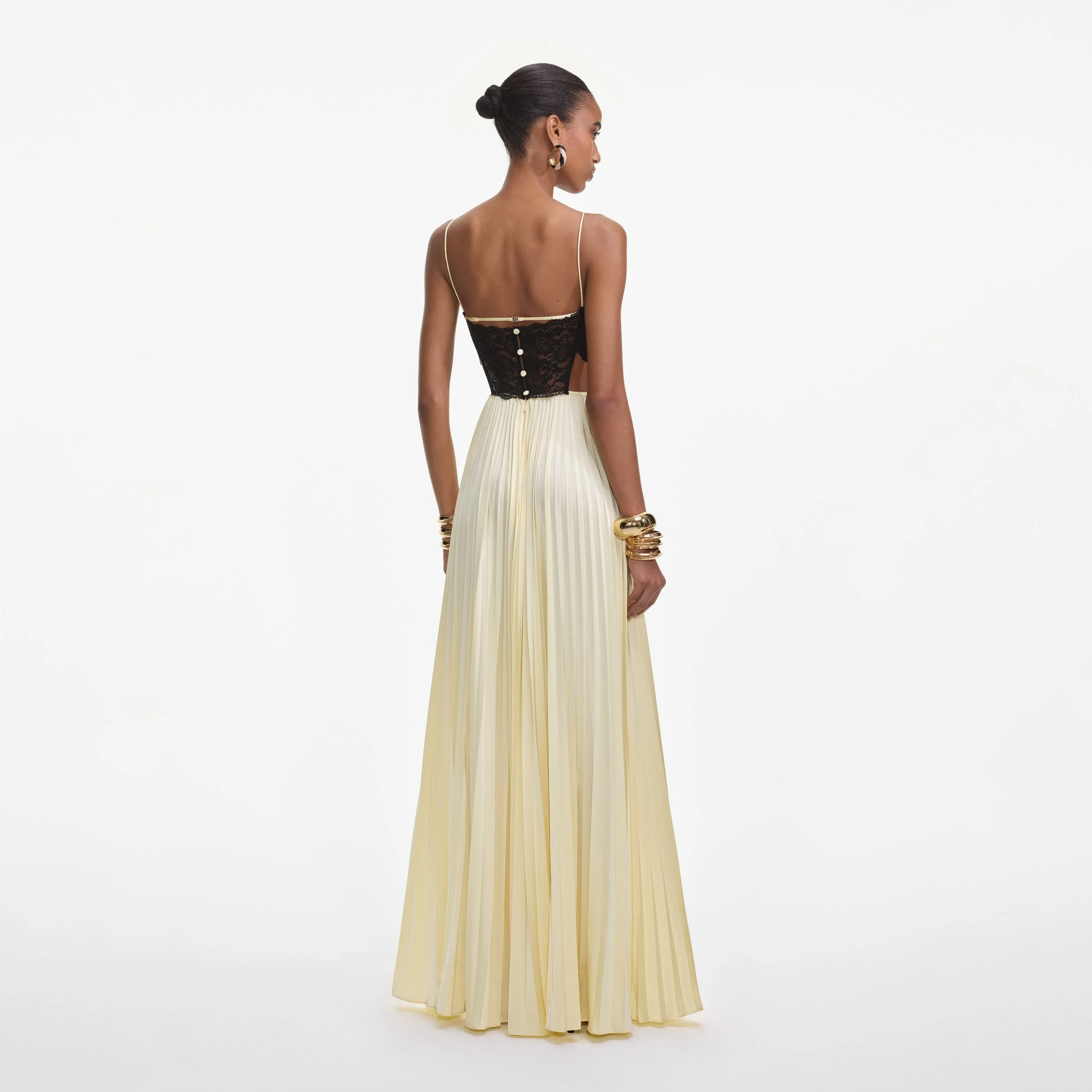 chinese dress ladies Miss Circle Women's Ersilia Pale Yellow Satin Lace Peplum Corset Off Shoulder Maxi Dress main image 1