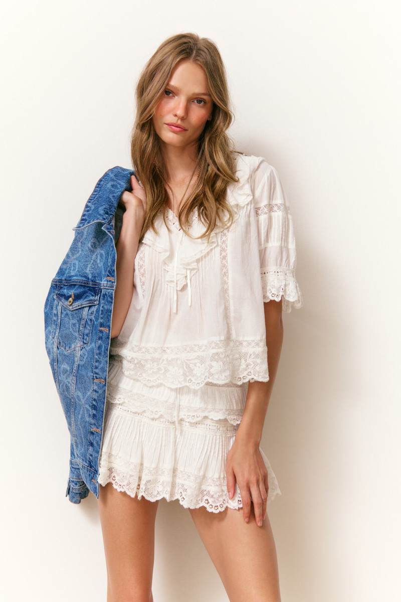 Romilly Cotton Lace Ruffle Blouse 3
