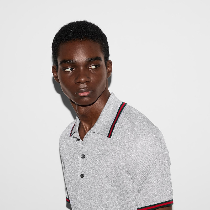 Lamé knit polo shirt 5