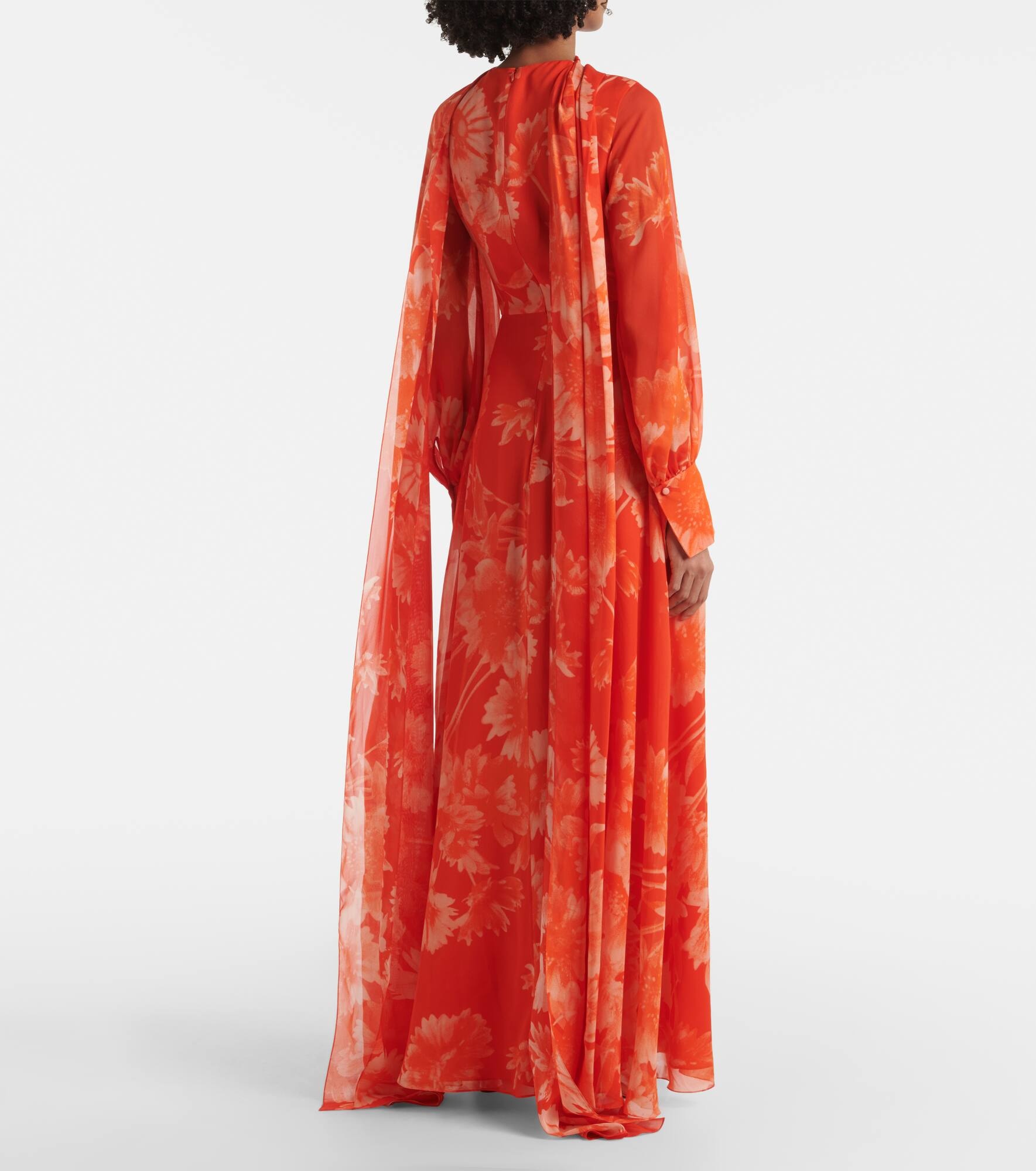 Caped floral silk gown - 3