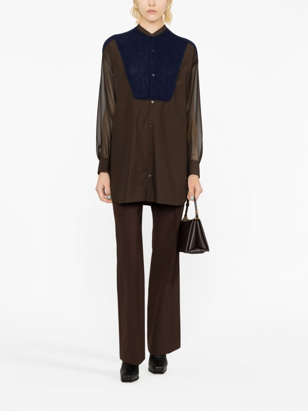 panelled poplin shirt - 2