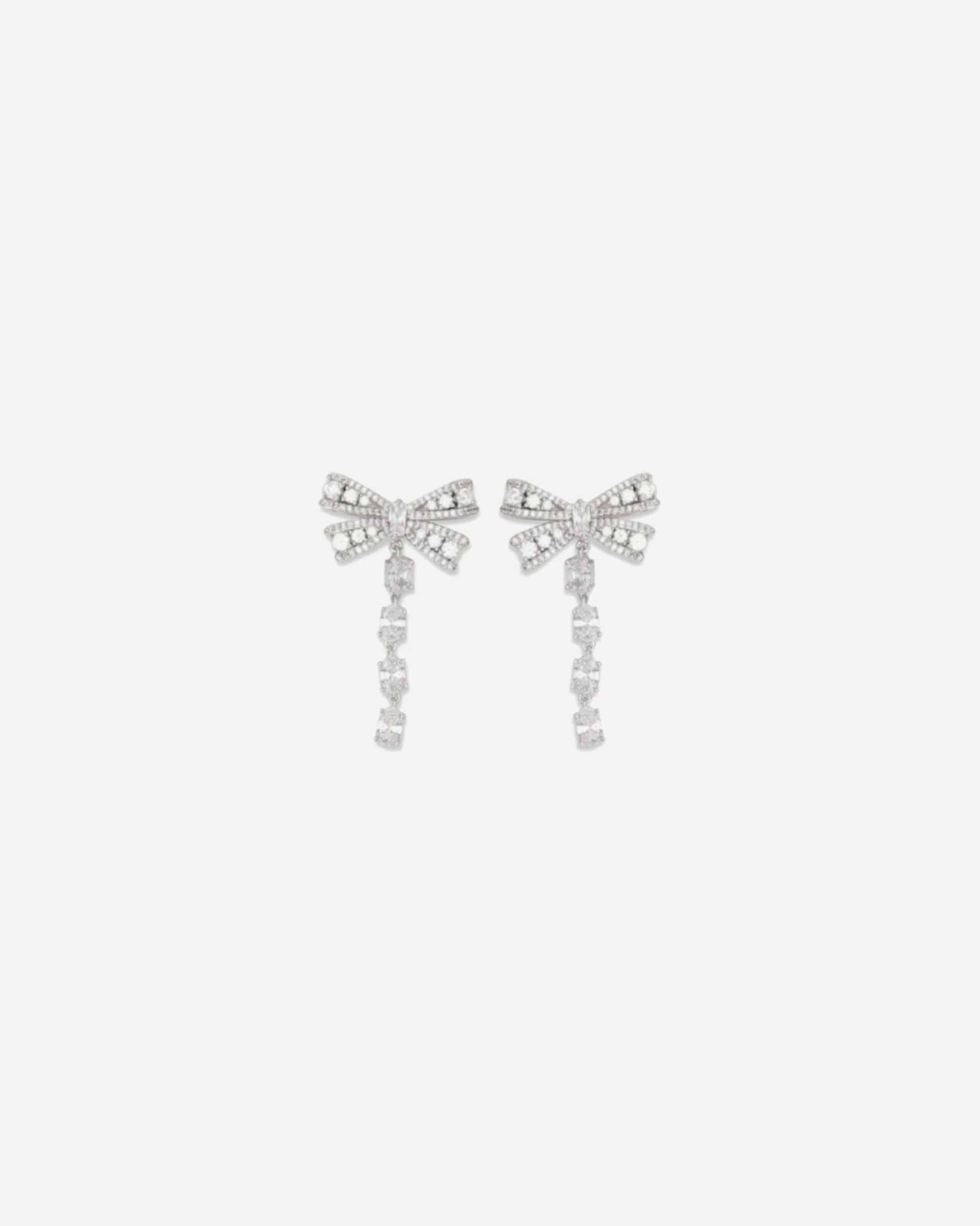 Crystal bow drop Earrings - 1